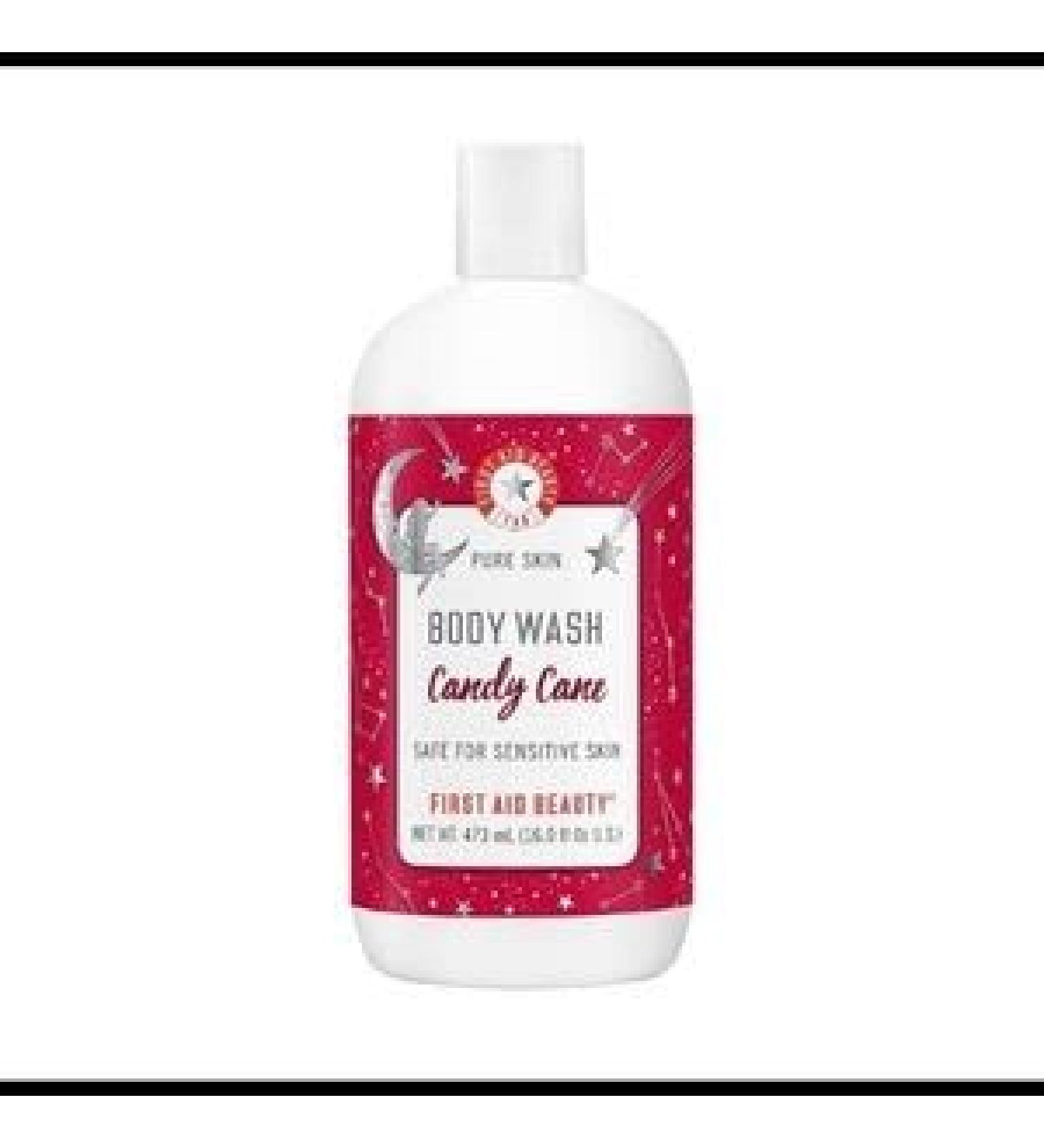 First Aid Beauty FAB Pure Skin Body Wash Candy Cane Holiday Collection Deep Cleansing Limited Edition 16 Fl oz