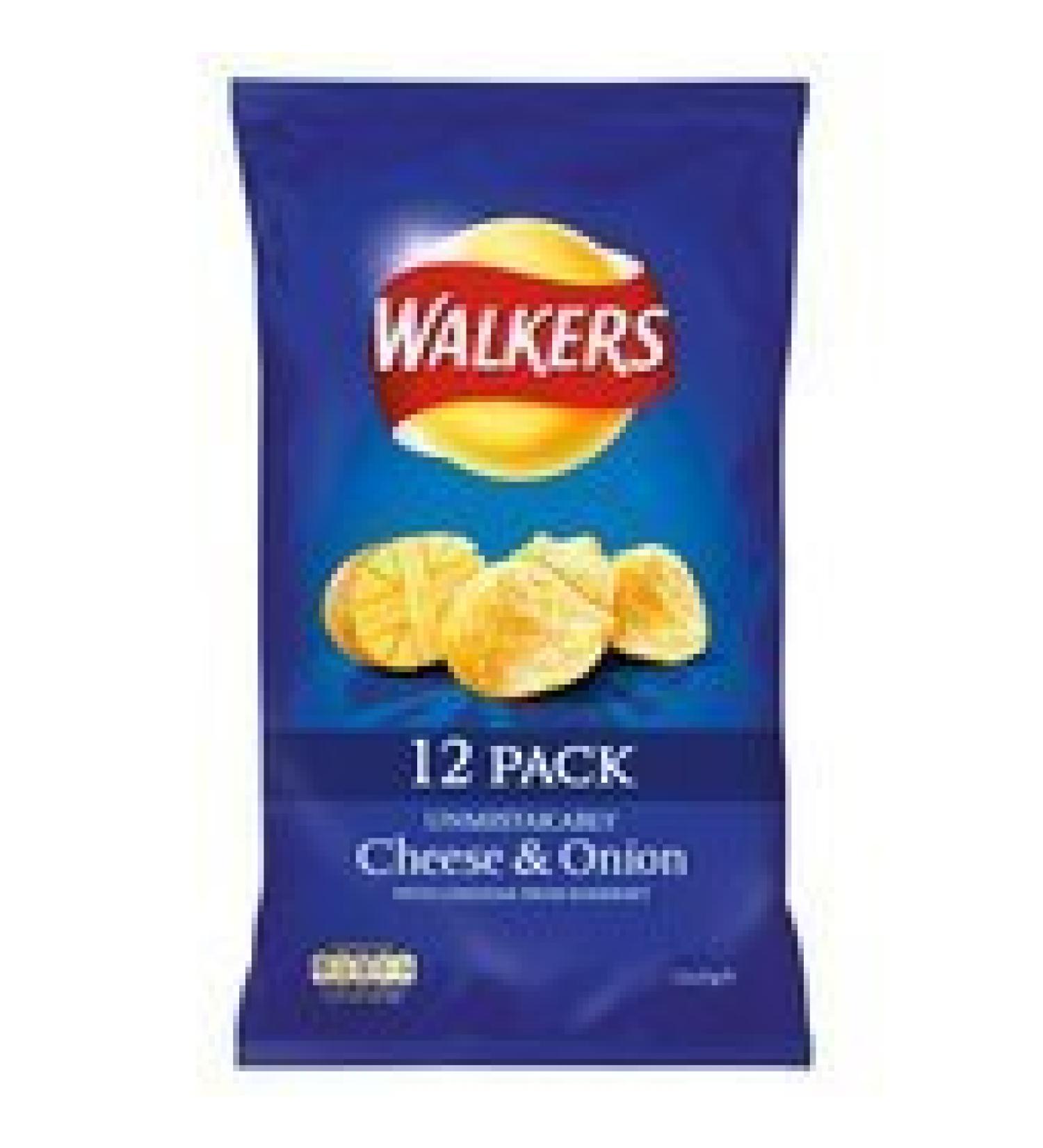 Walkers Cheese & Onion Crisps 12 X 25G Walkers