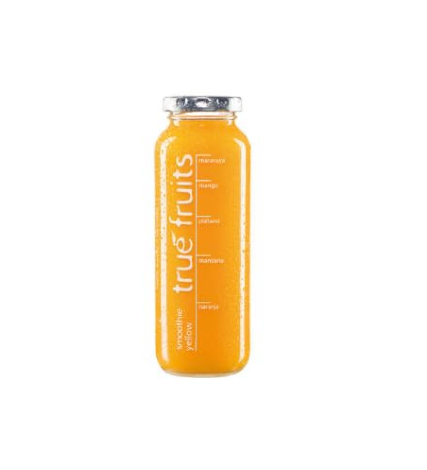 True Fruits Yellow Smoothie Mangue Smoothie 100% Fruits Bouteille en Verre 25 cl Lot de 8