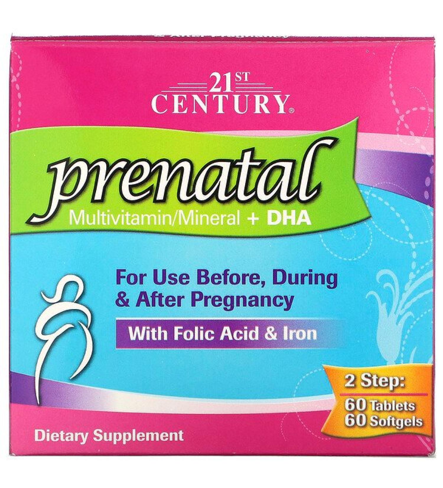 21st Century Prenatal Multivitamin/Mineral + DHA 2 Bottles 60 Tablets / 60 Softgels