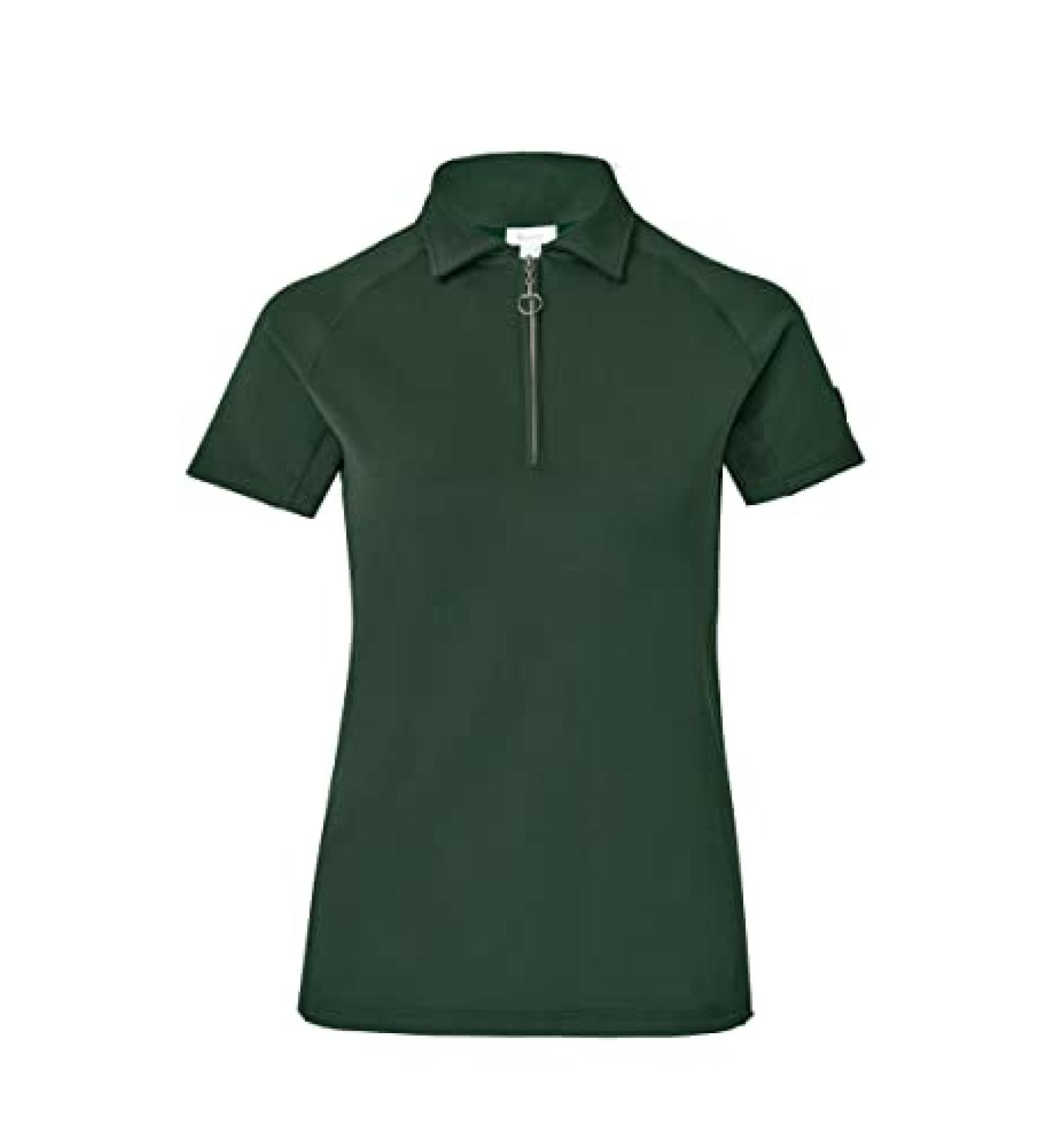 HORZE Tiana Women's Equestrian Short Sleeve Training Polo Shirt - Mountain View Green - Size US 10 (EU 40) - Buy Online on GoSupps.com