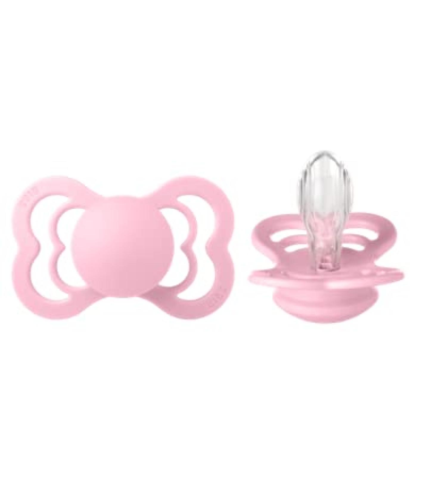 BIBS Supreme Collection Baby Pink Pacifiers - Set of 2 | BPA-Free | Made in Denmark | Size 6-18 Months - Buy Online on GoSupps.com