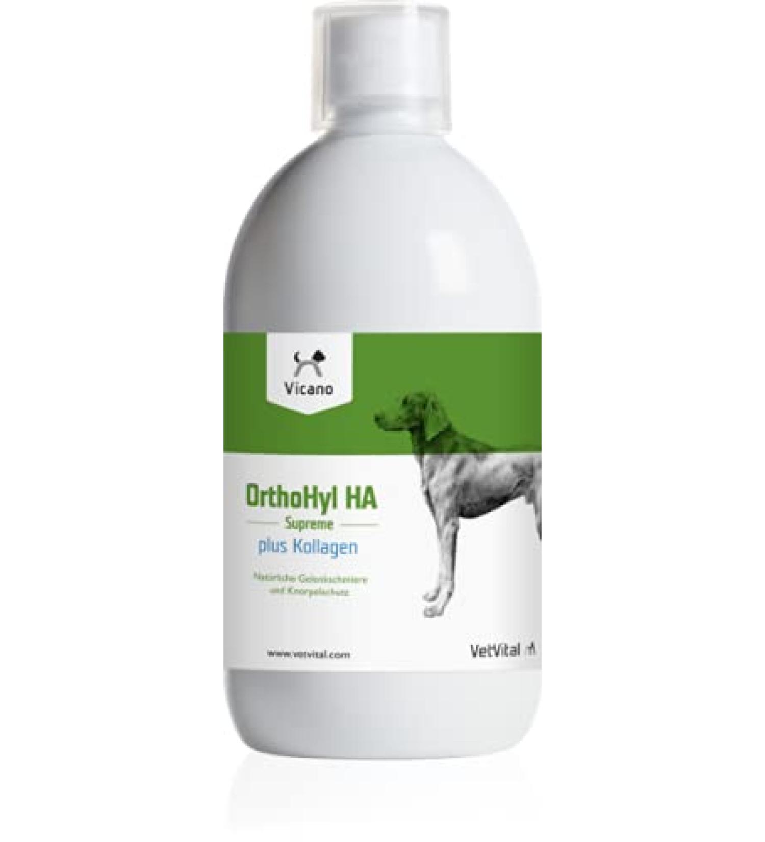 Vetvital Viequo Orthohyl HA Supreme Plus Collagen 500ml - Joint Mobility & Resilience Supplement for Dogs | International Shipping Available - Buy Online on GoSupps.com