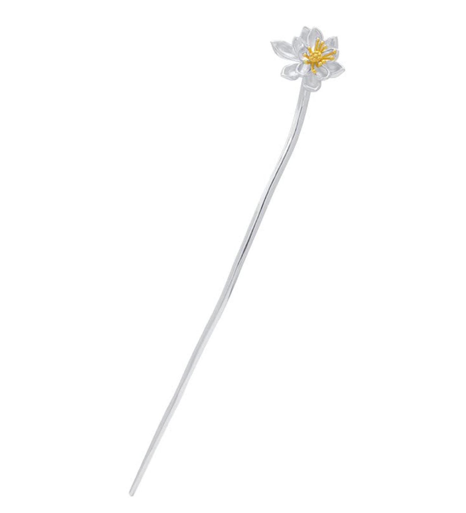 HangErFeng Silver Hairpin Hanfu Accessories Hairstick Lotus 591 - Buy Online on GoSupps.com