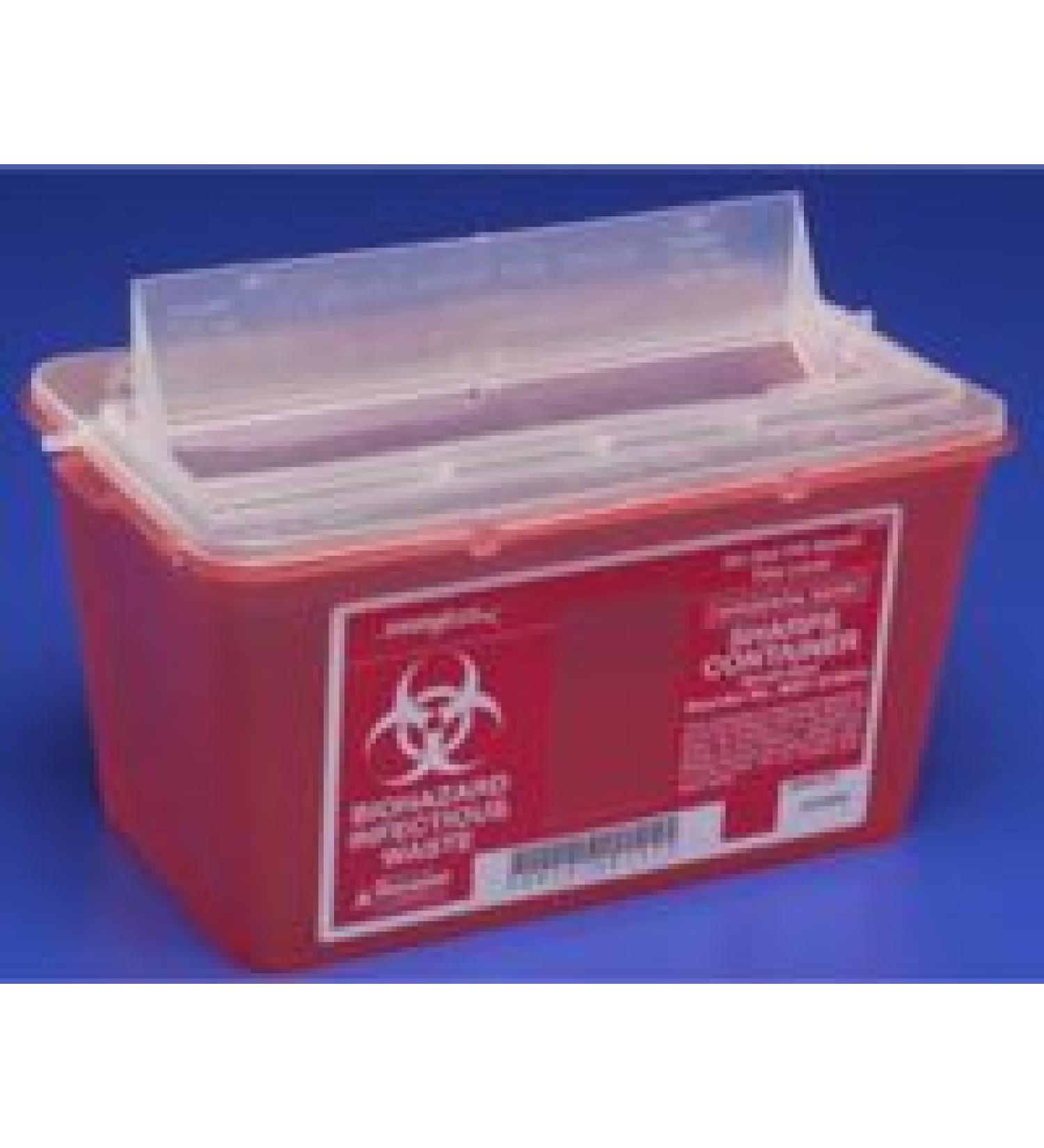 Kendall 8 qt. Chimney-Top Sharps Container  Red