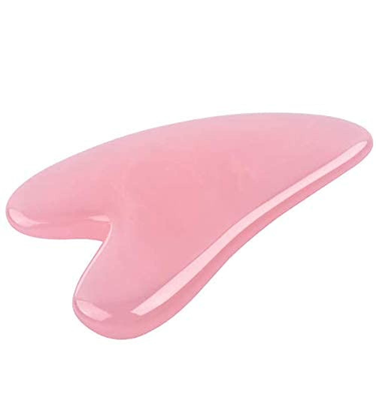 Natural Pink Rose Quartz Gua Sha Board for Spa & Acupuncture Therapy | Face Lift Reduce Puffiness & Tighten Skin - Buy Online on GoSupps.com