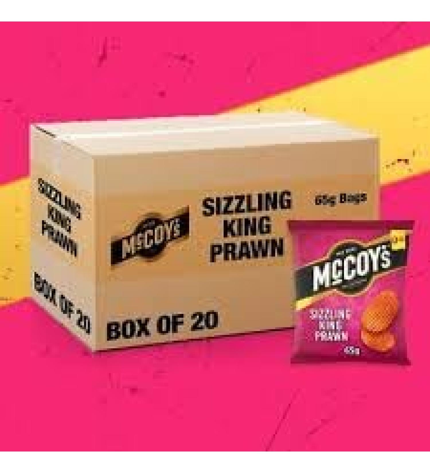 McCoys Potato Crisps 65g Sizzling Prawn Cocktail Flavor Sharing Size (60 Bags x 65g)