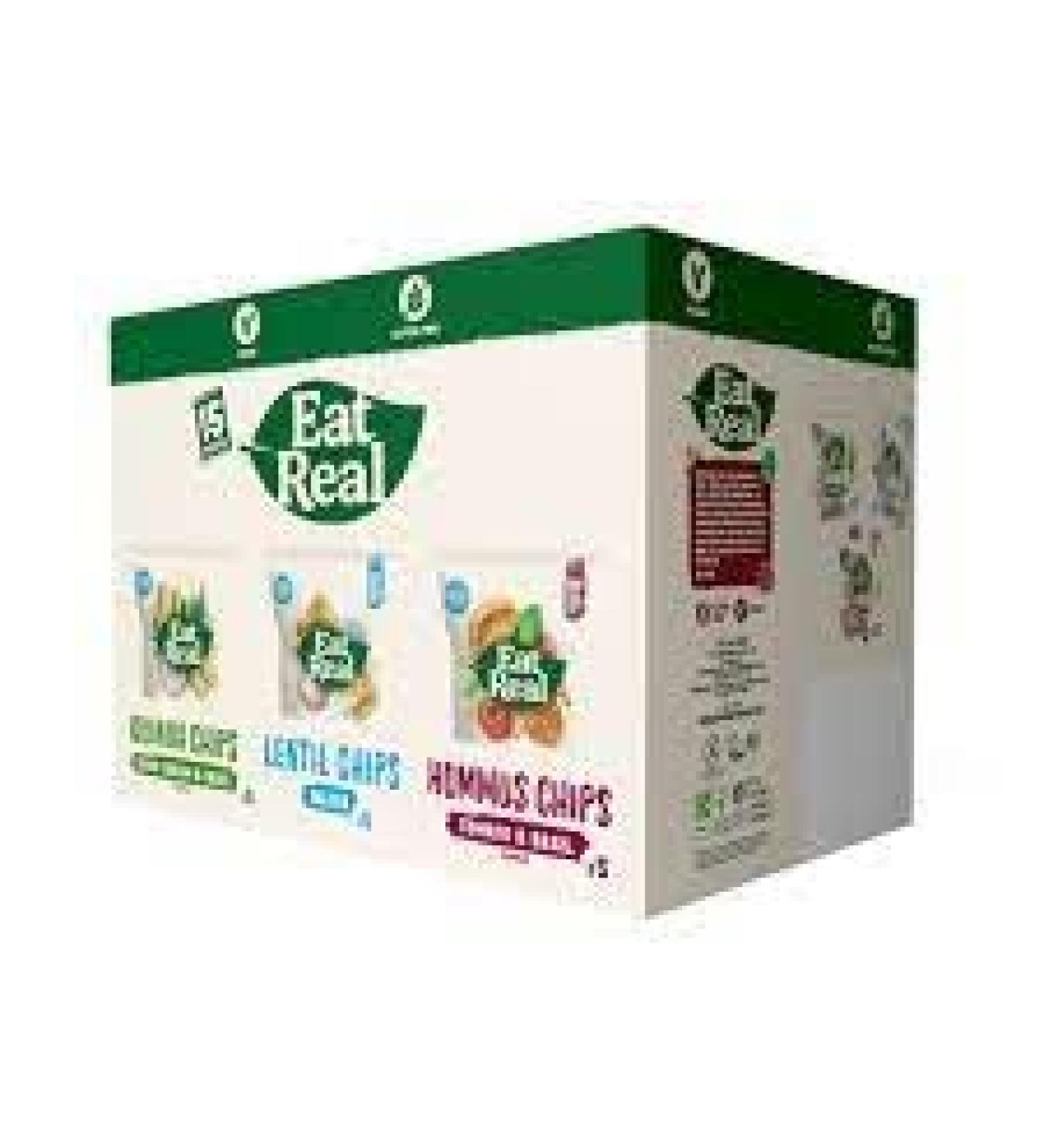 Eat Real Crisps Vegan & Healthy Snacks Variety Box Pack of 15 Mix - Buy Online on GoSupps.com
