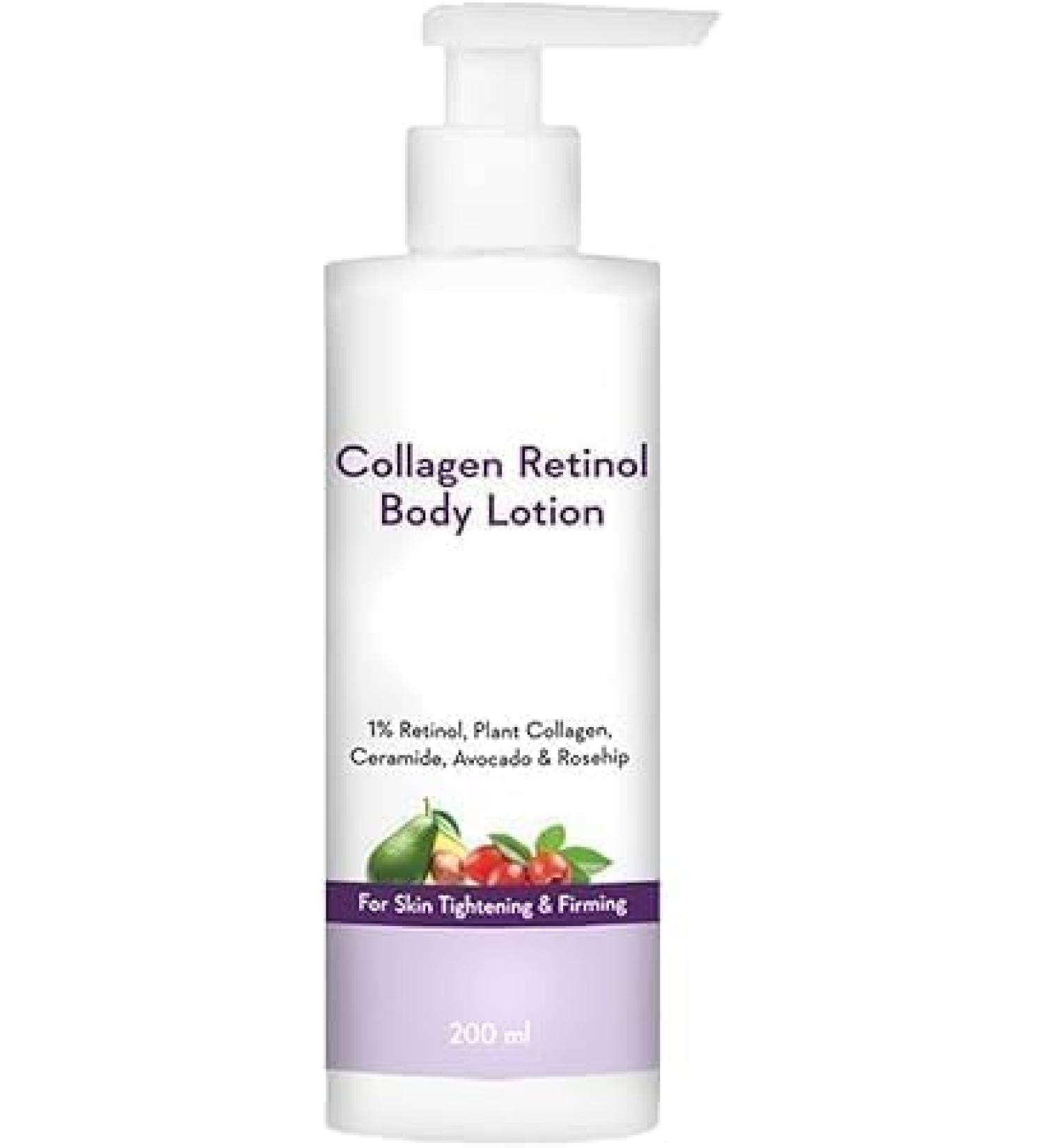 NS Collagen 1% Retinol Body Lotion - For Skin Tightening & Firming - With Niacinamide Ceramide Rosehip & Avocado - For Men & Women - 200 Ml - Buy Online on GoSupps.com