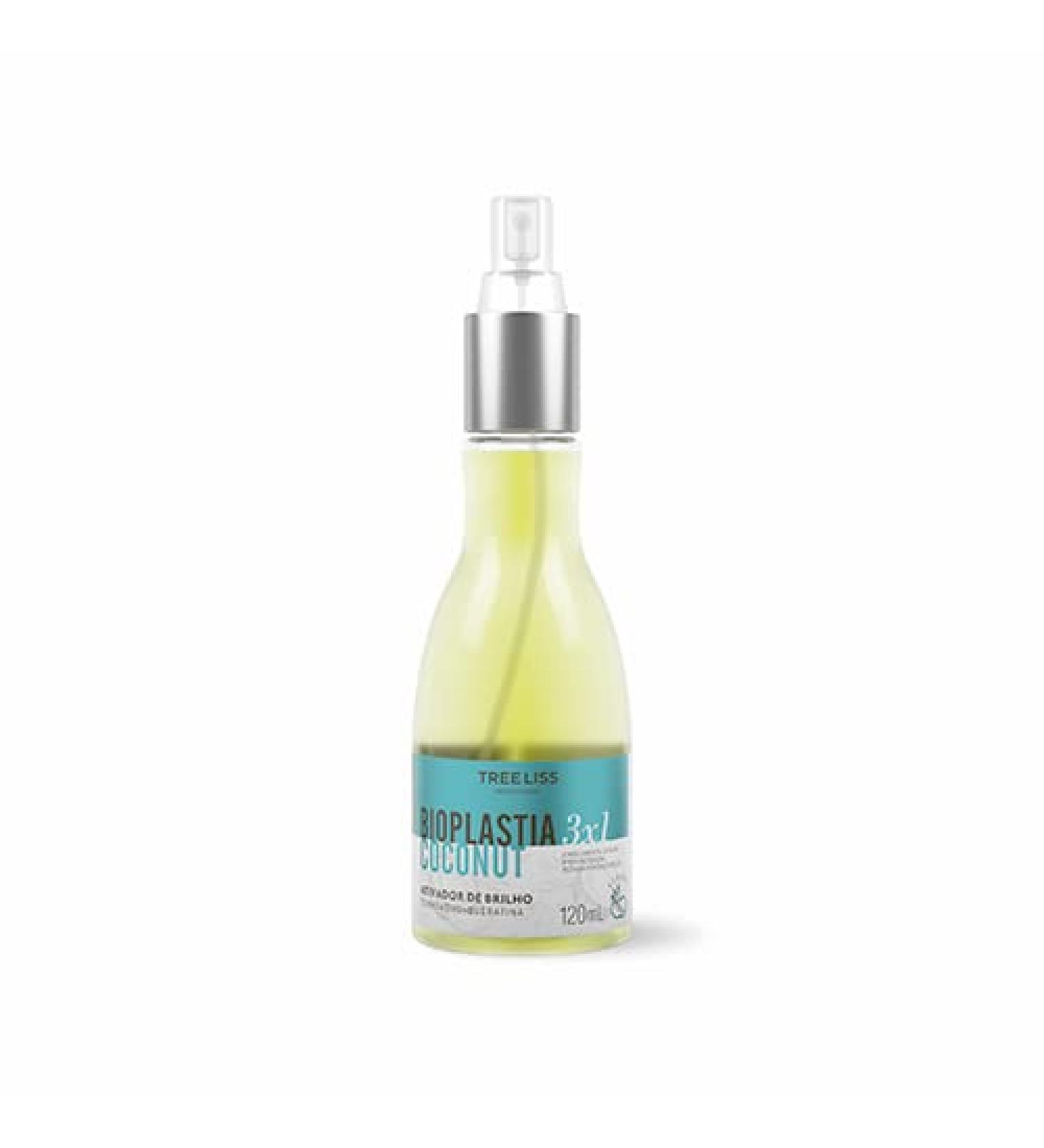 Tree Liss Bioplastia Coconut 3x1 Gloss Activator 120Ml Intense Shine Silky Soft Thermoprotector Keratin Coconut Oil