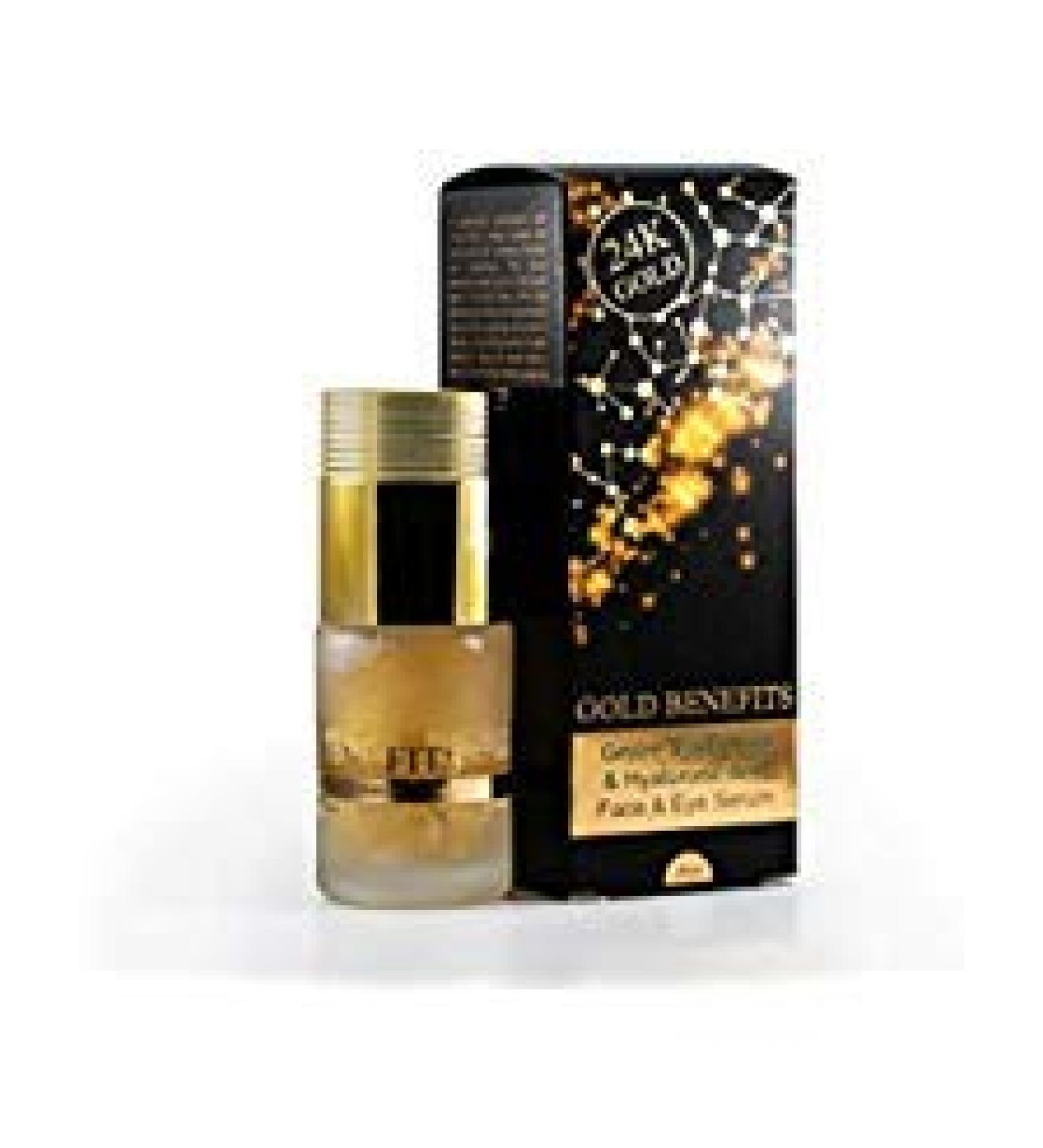 Gold Benefits 24k Face & Eye Serum a particularly concentrated gold serum with a unique complex that gives the facial skin maximum strength and smoothness.Skin care