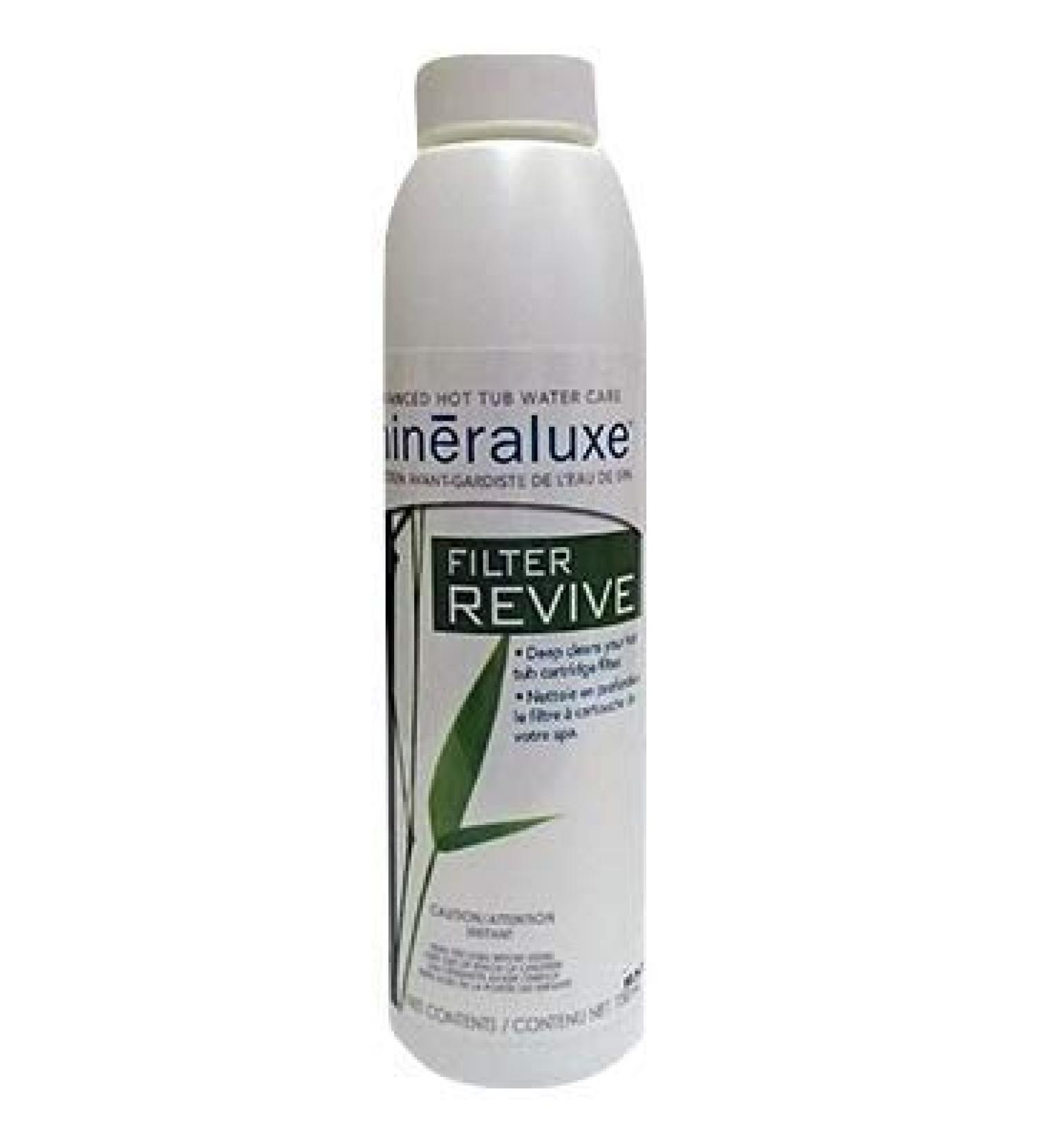 Dazzle Mineraluxe Filter Revive (600 mL) Hot Tub Cartridge Filter Cleaner (SKU DML09536)