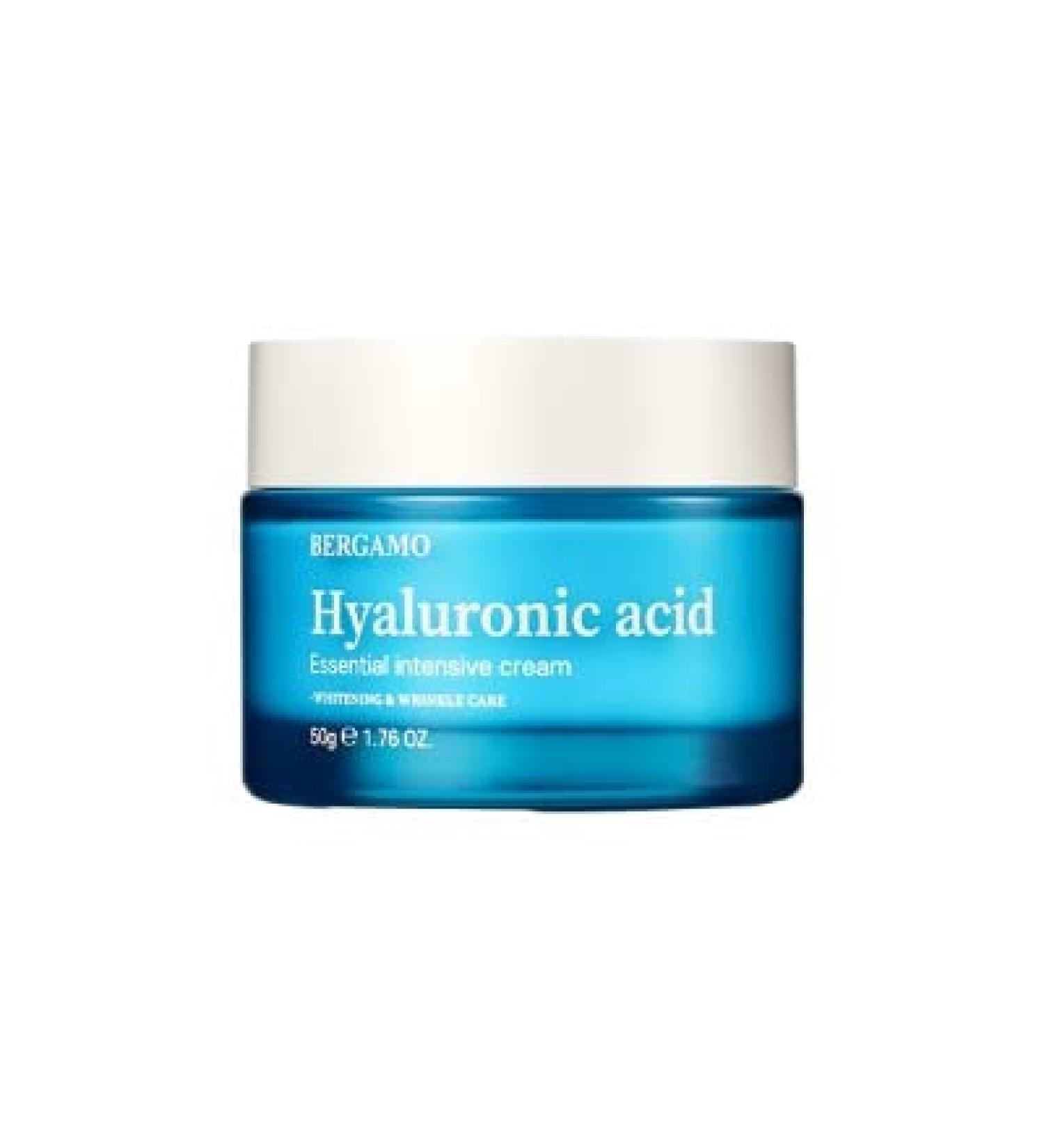 Bergamo Essential Intensive Hyaluronic Acid Cream 1.76oz | K-Beauty Moisturizer for Dry & Combination Skin | Wrinkle Care - Made in Korea - Buy Online on GoSupps.com