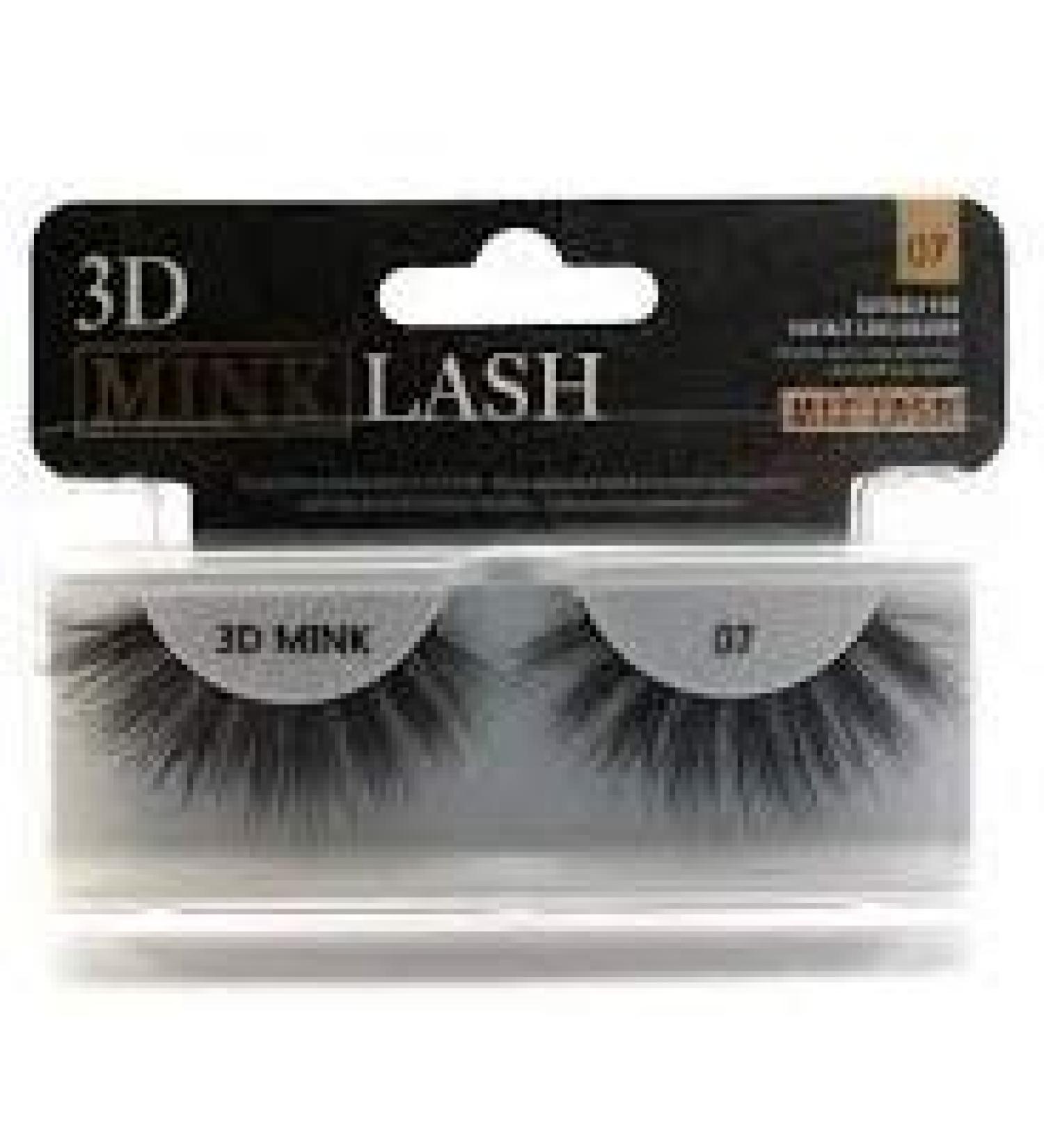 MIZ LASH 3D Mink Eyelashes Real Fur Strip False Lashes Reusable Dramatic Fluffy Natural Handmade Lash #07 Faux Eyelash Extensions 1 Pair Pack