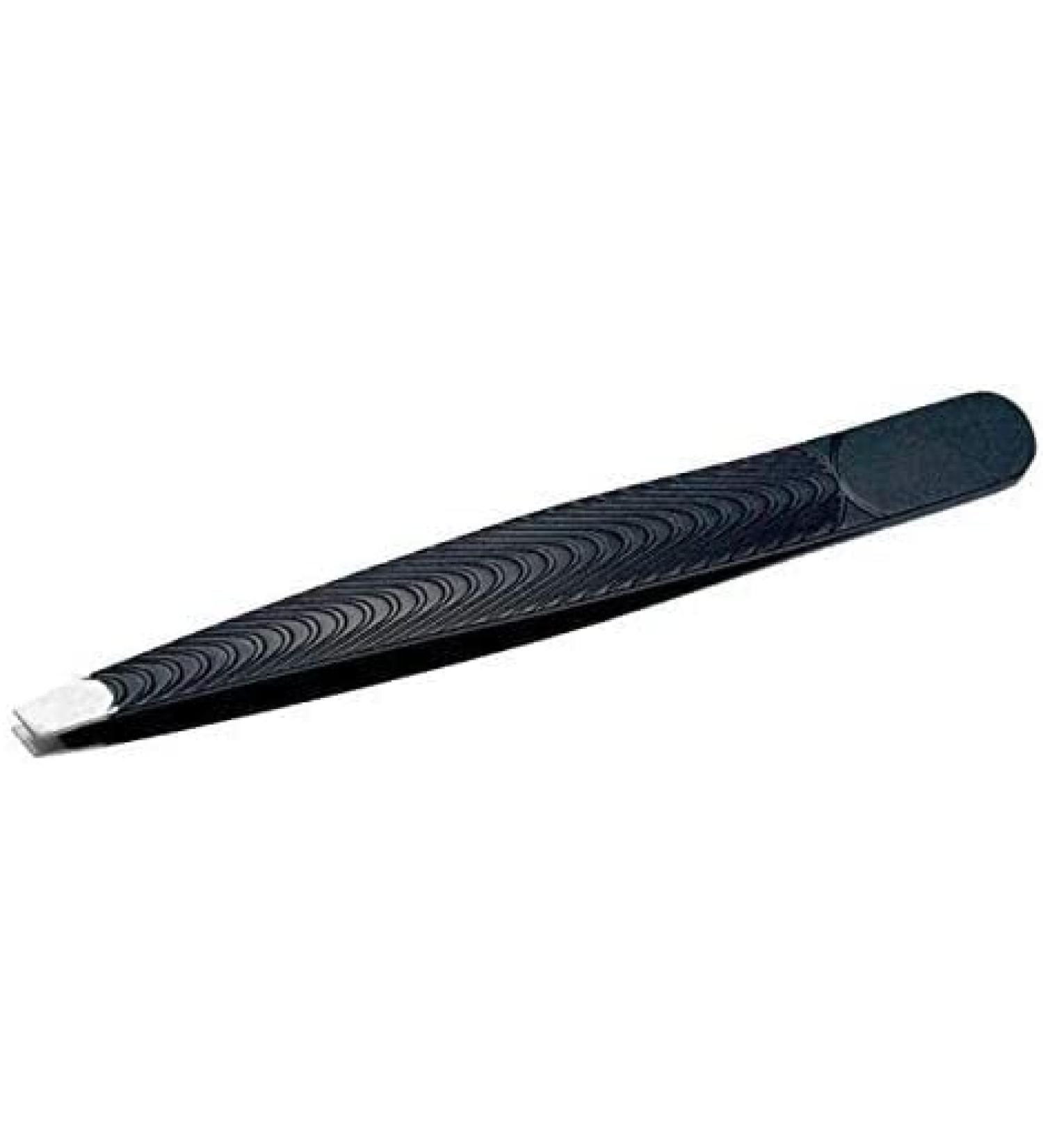 Black Stainless Steel Eyebrow Tweezers with Non-Slip Handle
