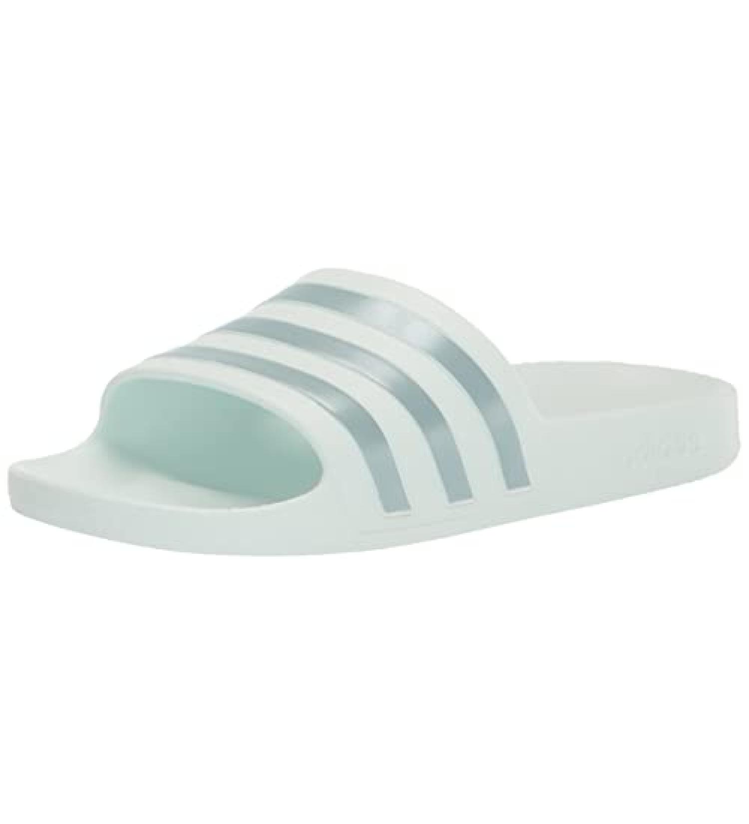 adidas Women's Adilette Aqua Slide Sandal - Size 7 - Almost Blue/Magic Grey Metallic - Buy Online on GoSupps.com