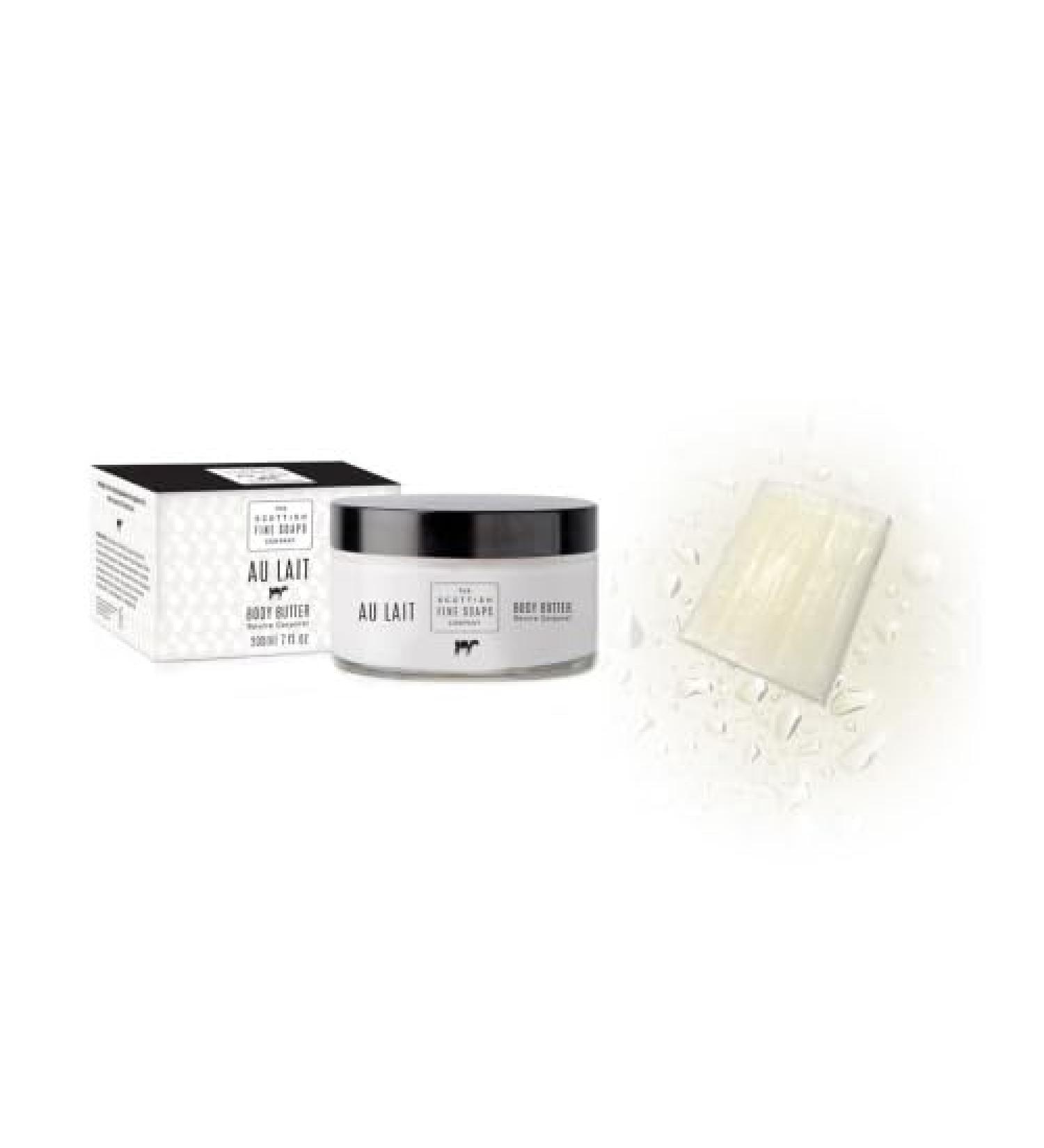 Scottish Fine Soaps Body Butter Au Lait in a jar 200ml and free milk soap 25g