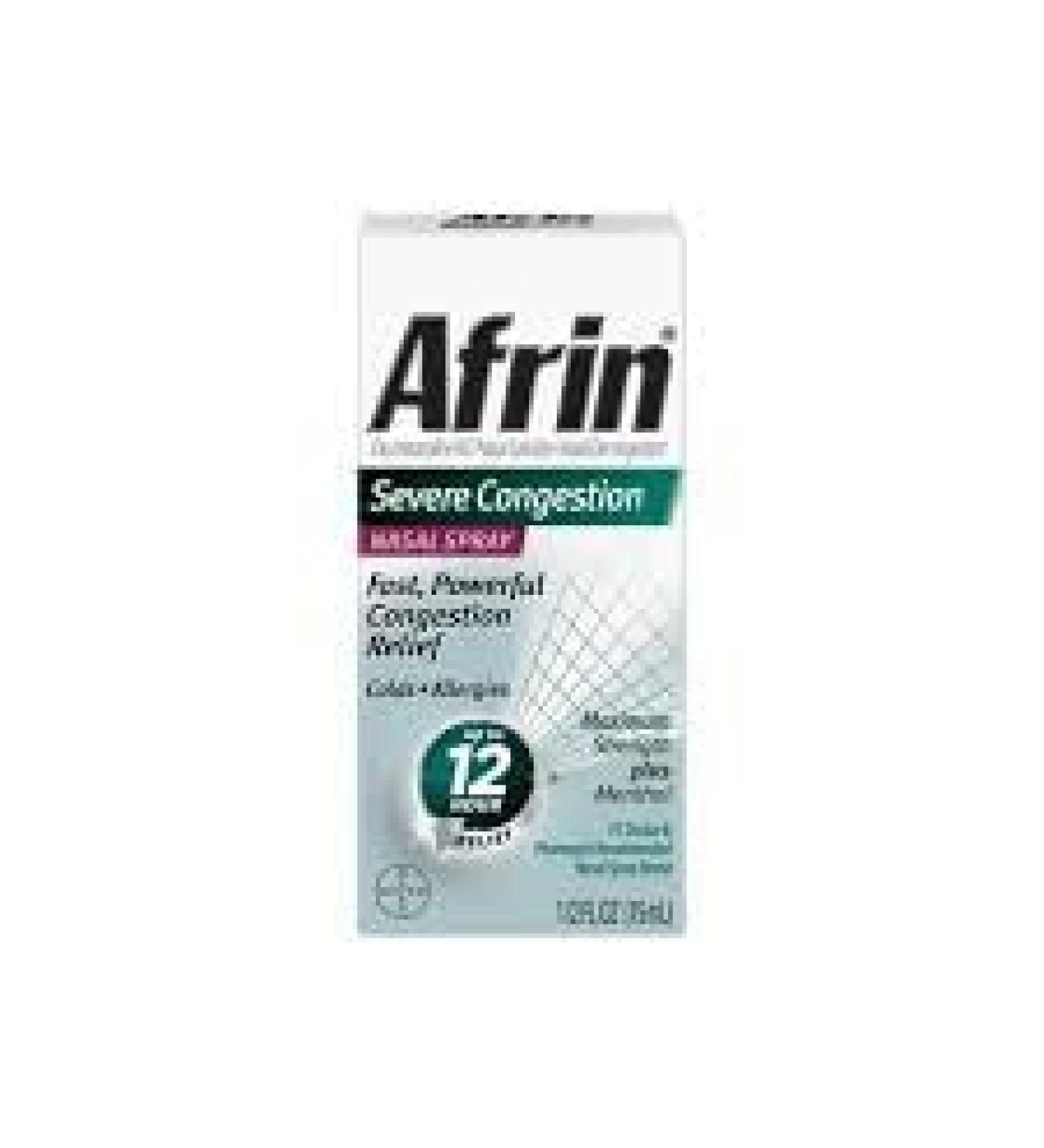 Afrin Severe Congestion Nasal Spray with Menthol-0.5 oz. (Quantity of 6)