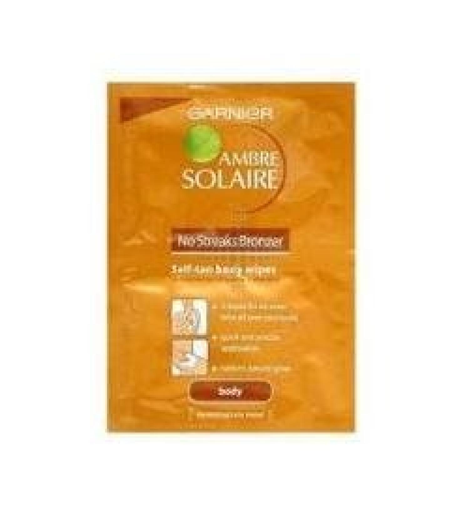 Garnier Ambre Solaire No Streaks Bronzer Self Tan Body Wipes