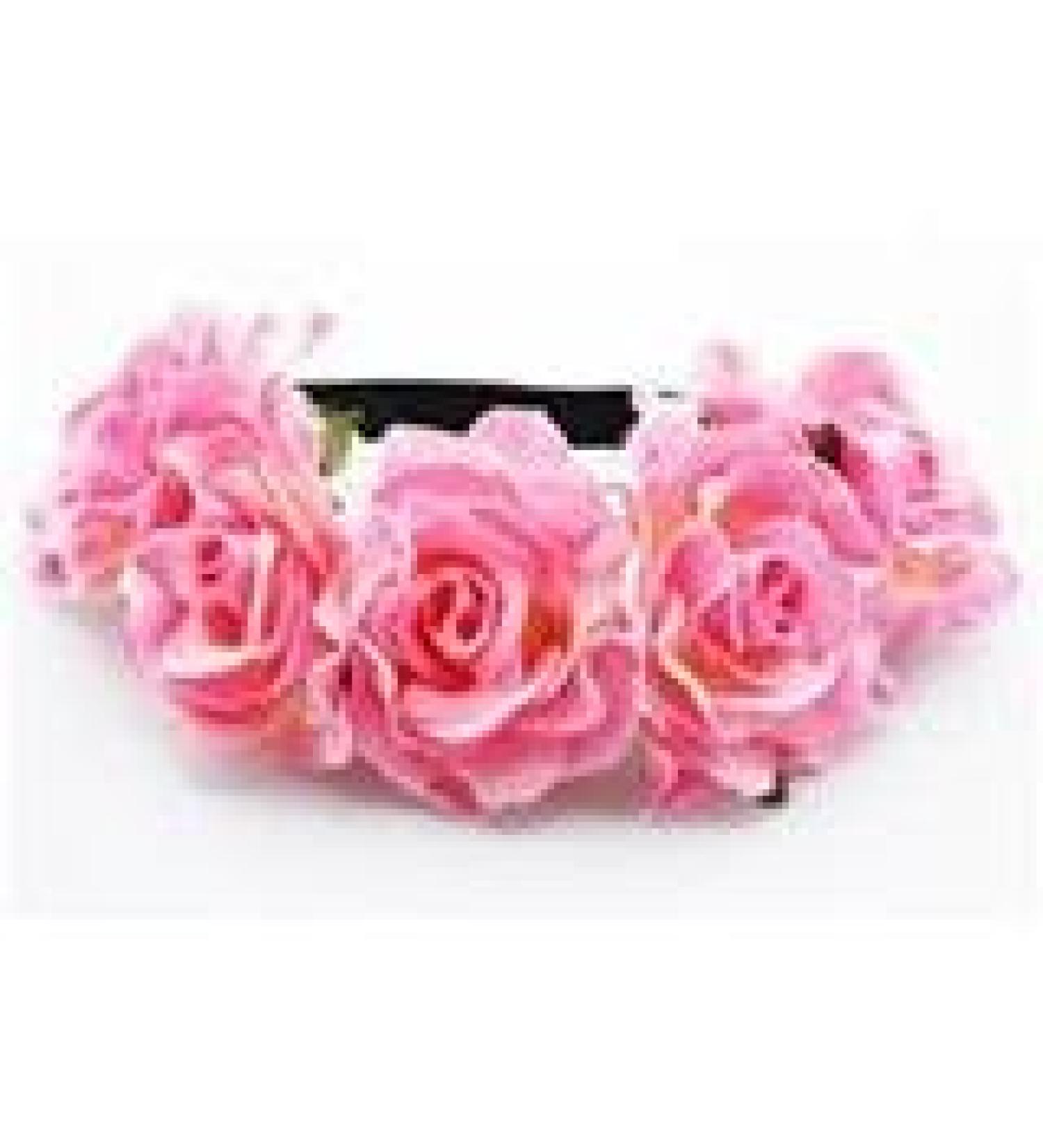 BFD One boho floral head garland flower headband floral headdress wedding festival large light pink flowers on elastic