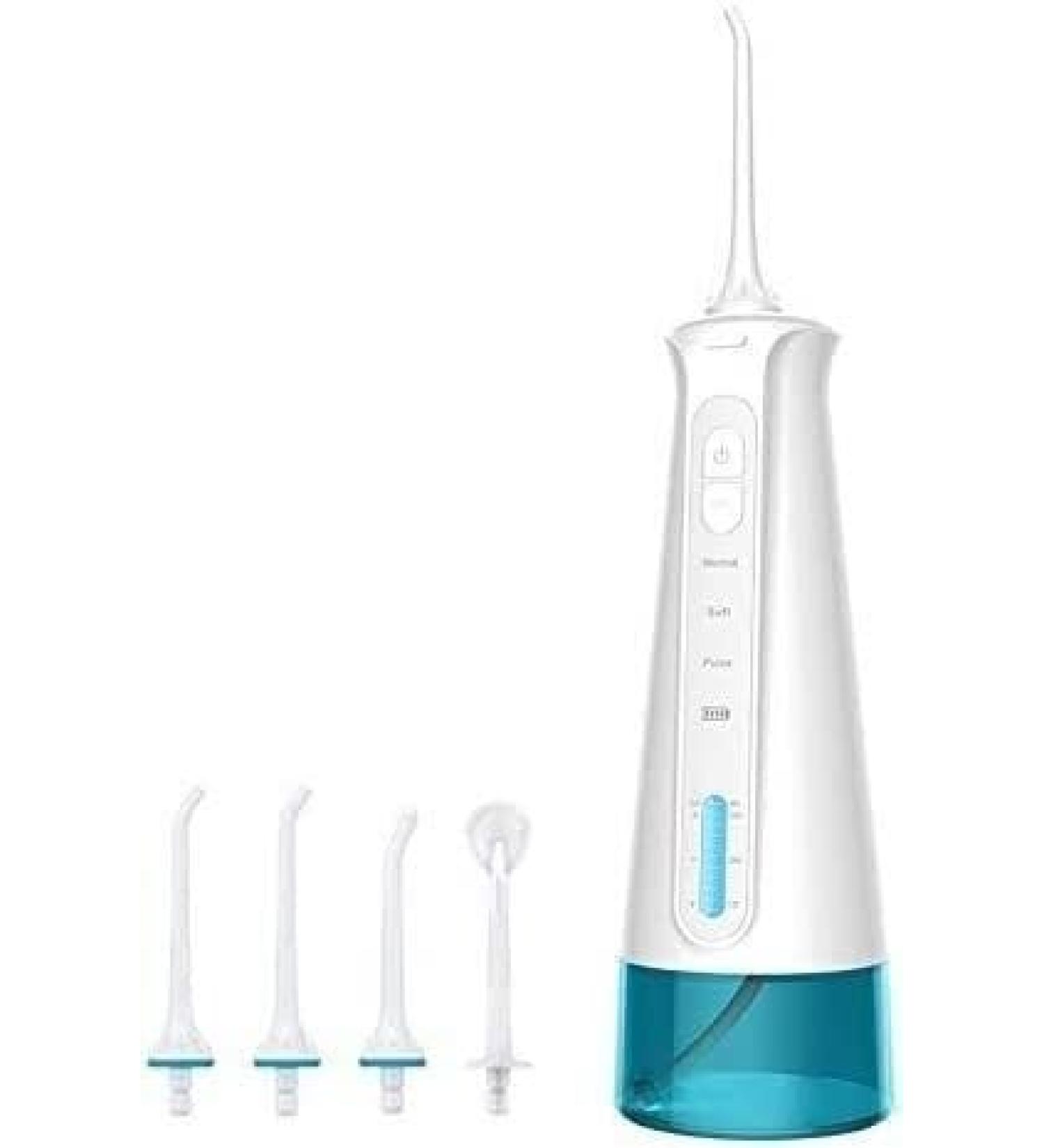 Portable Dental Oral Irrigator - 3 Modes 6 Jet Tips Rechargeable & Waterproof Teeth Cleaner for Home/Travel - 300ml Detachable Reservoir - Black & White - Buy Online on GoSupps.com