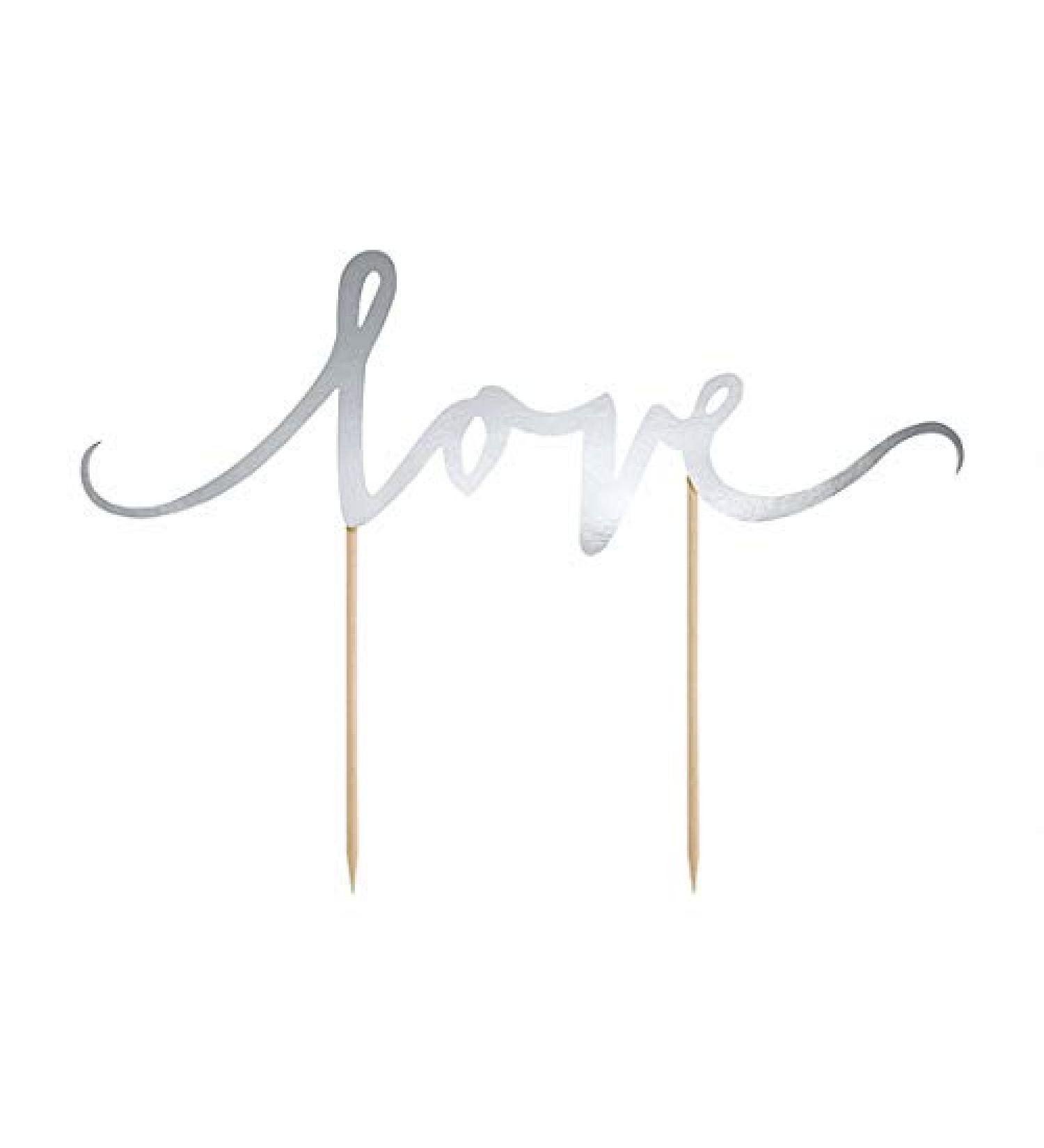 Schnooridoo Cake Topper Cake Decorating Cake Decoration Wedding Birthday (Love silver)