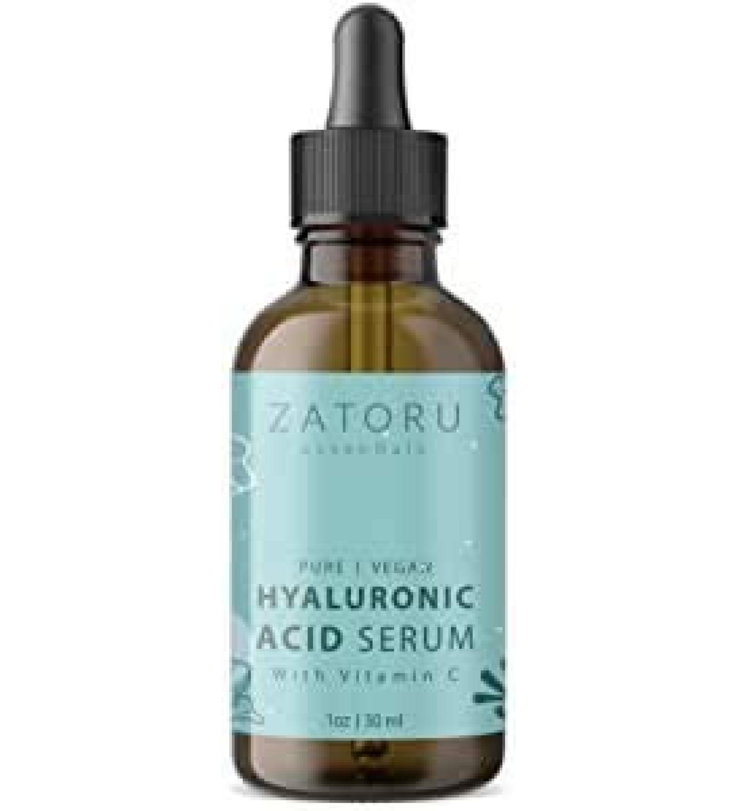 Zatoru Hyaluronic Acid Serum with Vitamin C - Organic Vegan Anti-aging Moisturizer - Hydrates, Brightens & Protects - 1 oz - Buy Online on GoSupps.com