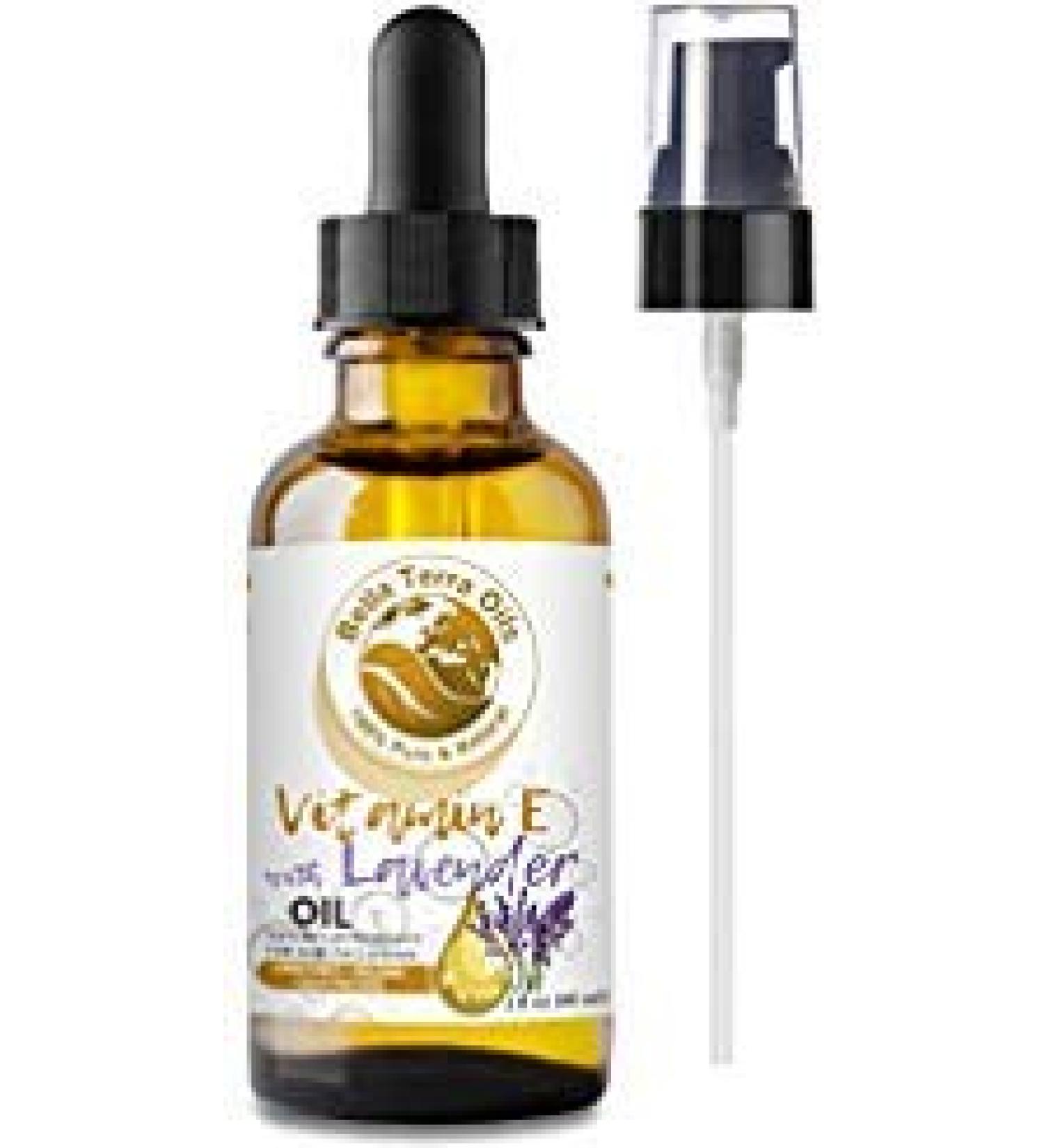 Bella Terra Oils - Organic Vitamin E Oil with Lavender 2oz - Your Route to Radiant Skin with Organic Wheat Germ Extracted D-Alpha Tocopherol and Calming Lavender 2 Fl Oz (Pack of 1)