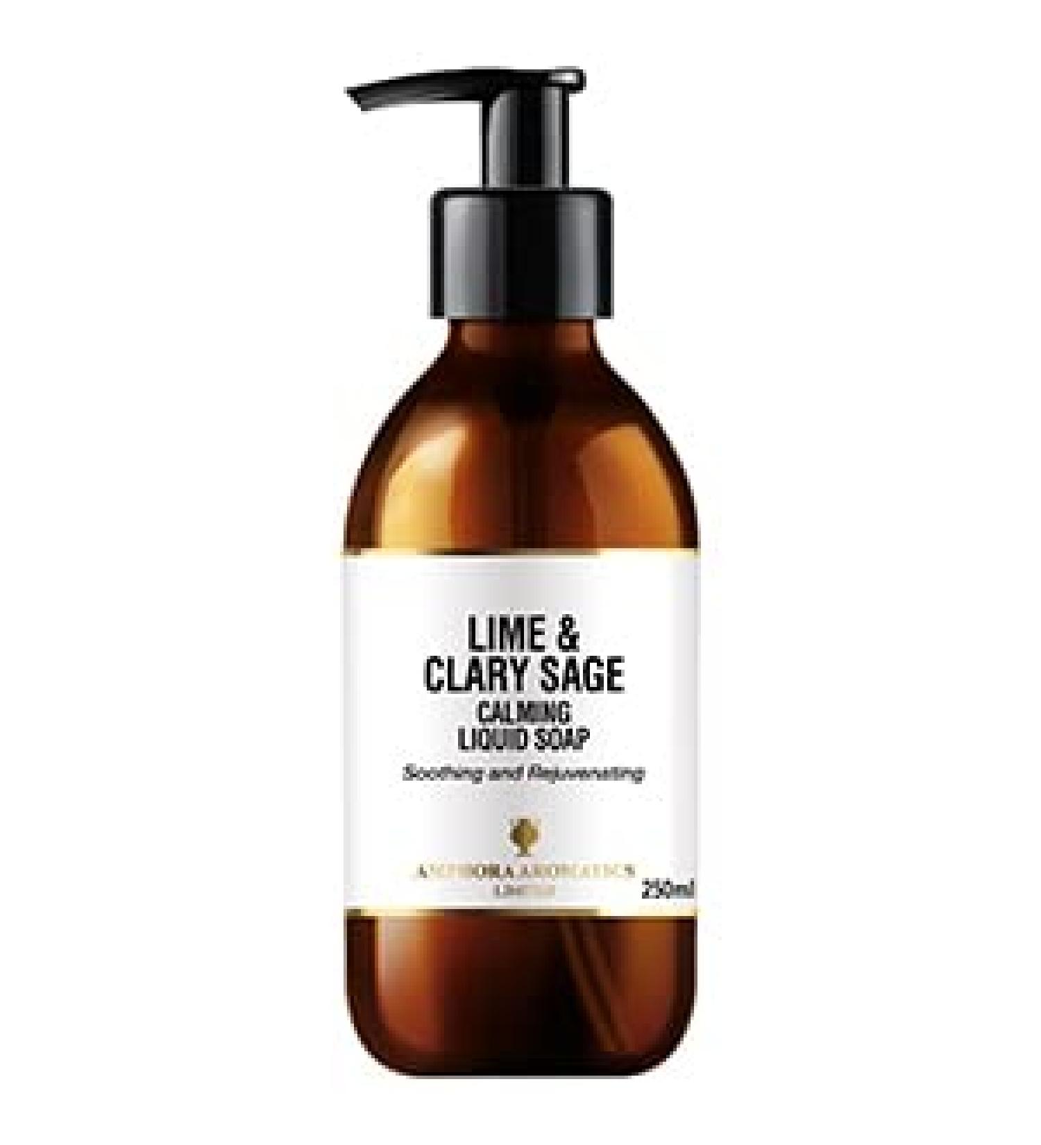 Amphora Aromatics Lime and Clary Sage Calming Liquid Soap 250ml Glass