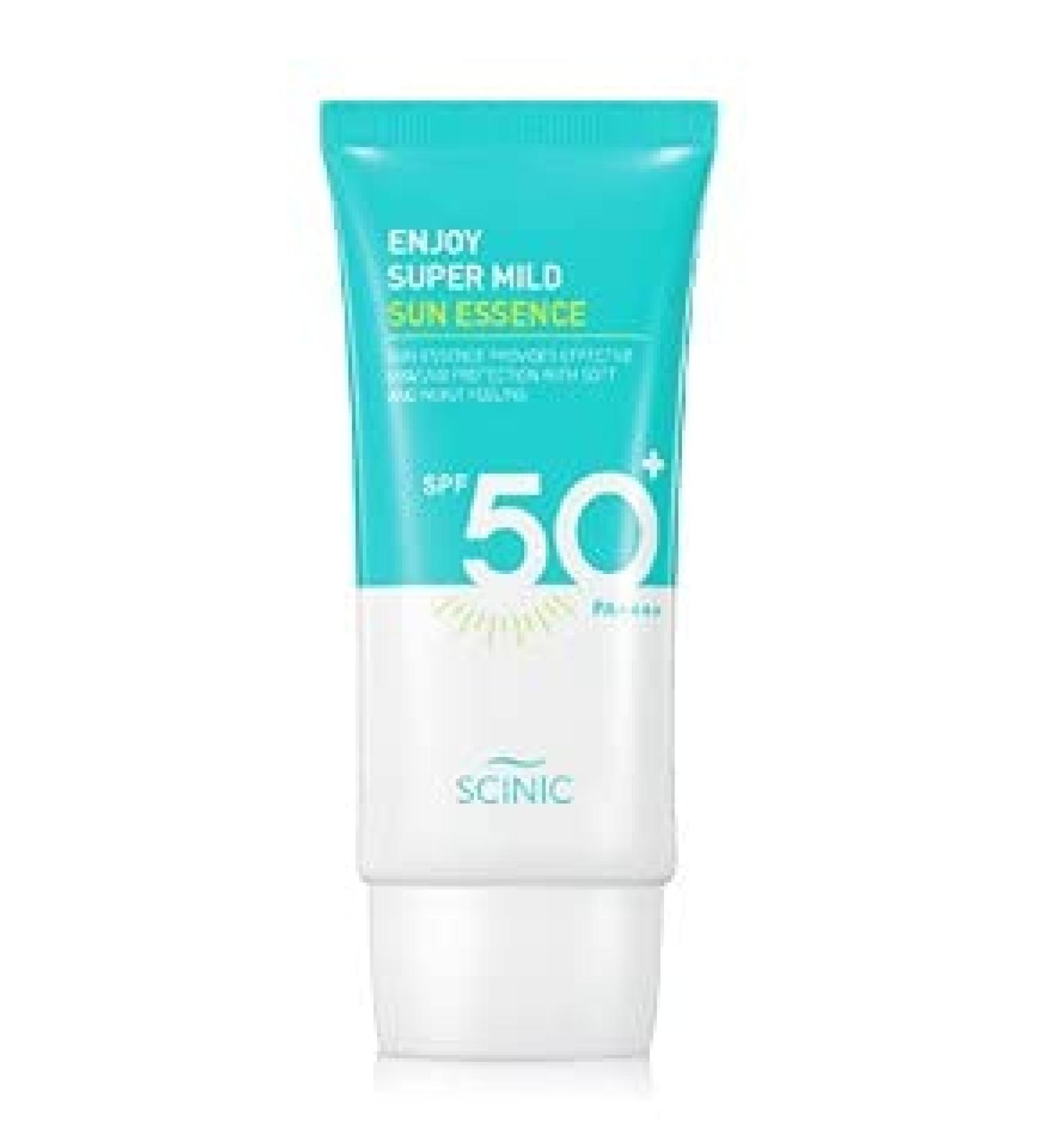 Scinic Enjoy Super Mild Sun Essence SPF 50+ PA++++ | Best Korean Sunscreen for UVA/UVB Protection | Soft & Mild K-Beauty Formula 50ml - Buy Online on GoSupps.com