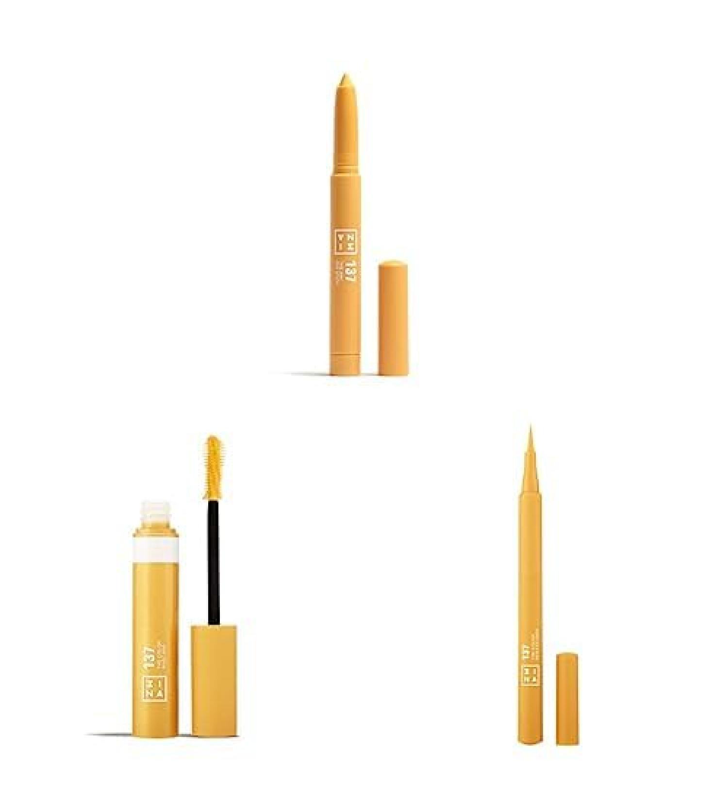 3INA MAKEUP - The 24H Eye Stick 137 + The Color Mascara 137 + The Color Pen Eyeliner 137 - Jaune - Stick d'ombres paupi res - Mascara la K ratine V g tale - Eyeliner Jaune - Vegan - Cruelty Free - Buy Online on GoSupps.com