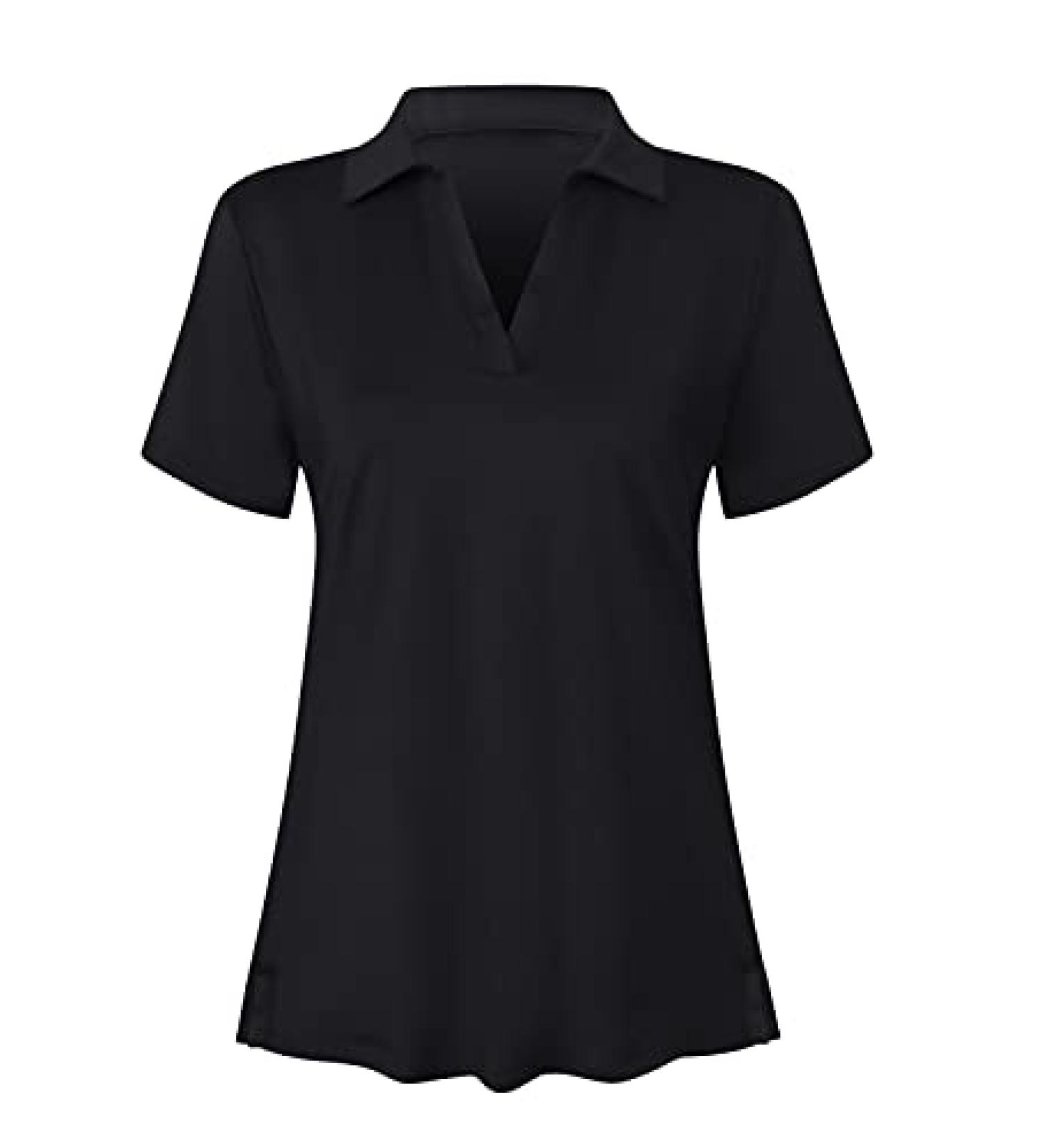 Vidusou Women's Short Sleeve Golf Polo Shirt - Medium Black - Buy Online on GoSupps.com