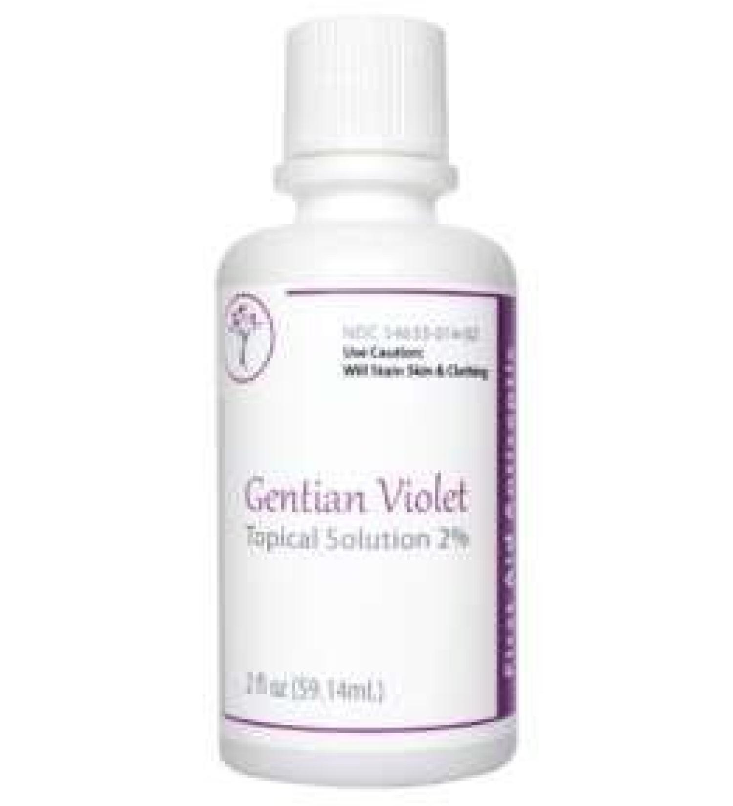 Gentian Violet Topical Solution First Aid Antiseptic 2% 2-Oz Made in USA by Podiatree Company 10% Alcohol HUMCO