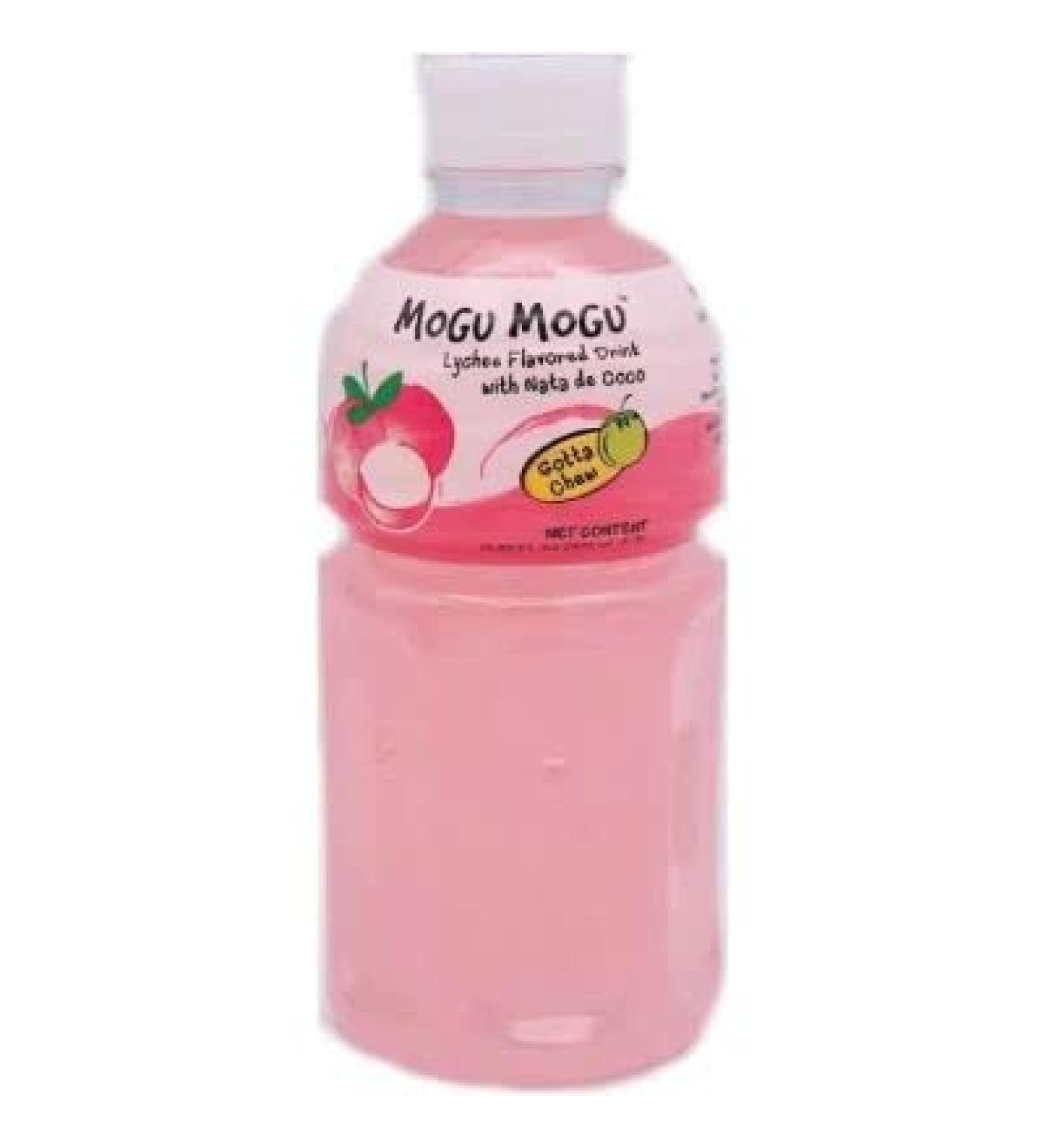Mogu Mogu Lychee Flavoured Drink with NATA de Coco (Gotta Chew) | On the Go Drink | Jelly Texture | Refreshing Taste | No Added Preservatives and Colours | 320ml x 6 Bottles - Buy Online on GoSupps.com