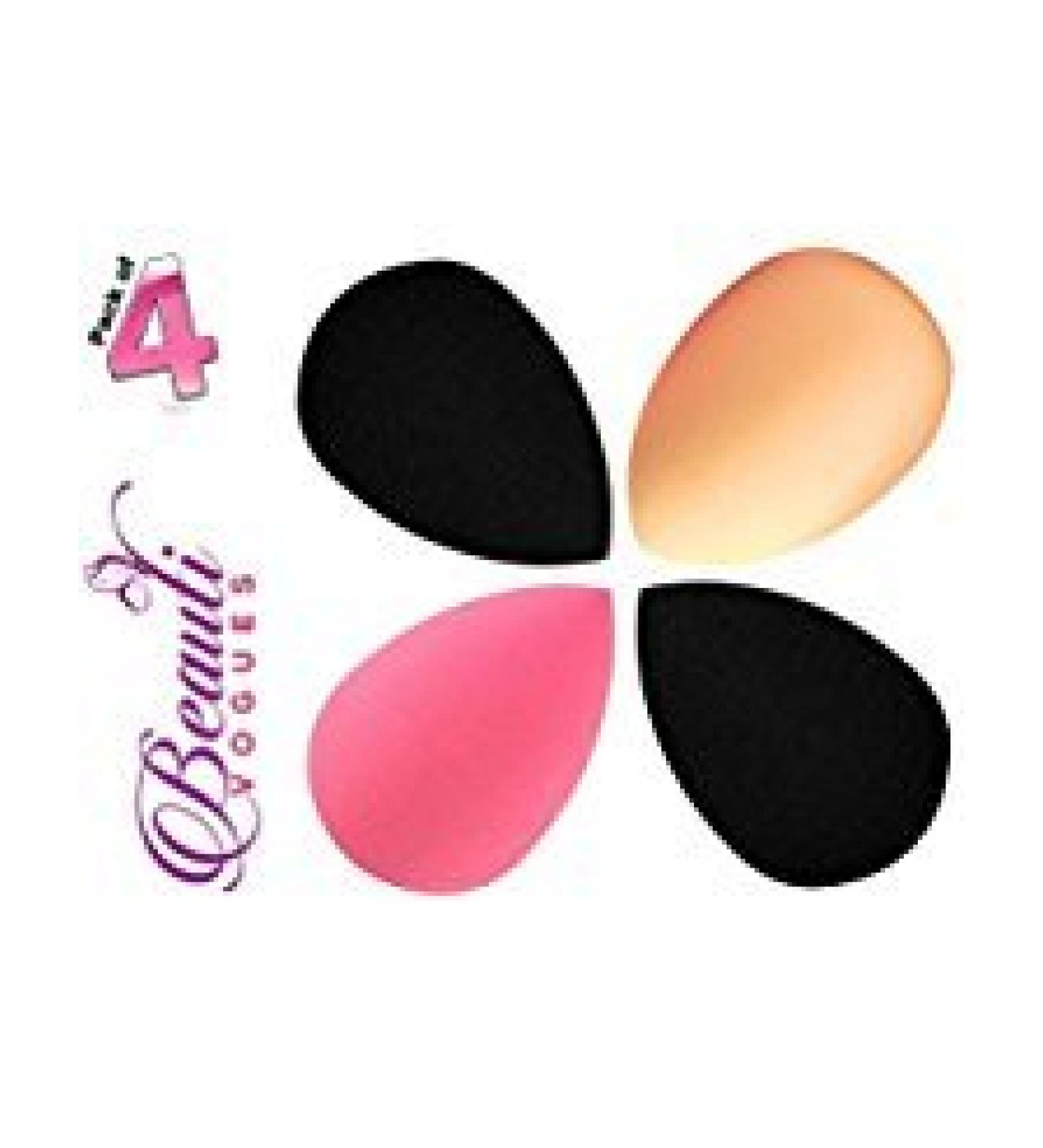 Professional Makeup Blender Sponge Puff Buds Set of 4 Flawless Coverage Liquid Foundation Concealer Cream Powder - Blending Highlighting Contouring - Latex Free & Vegan Sponges -Waterdrop Small