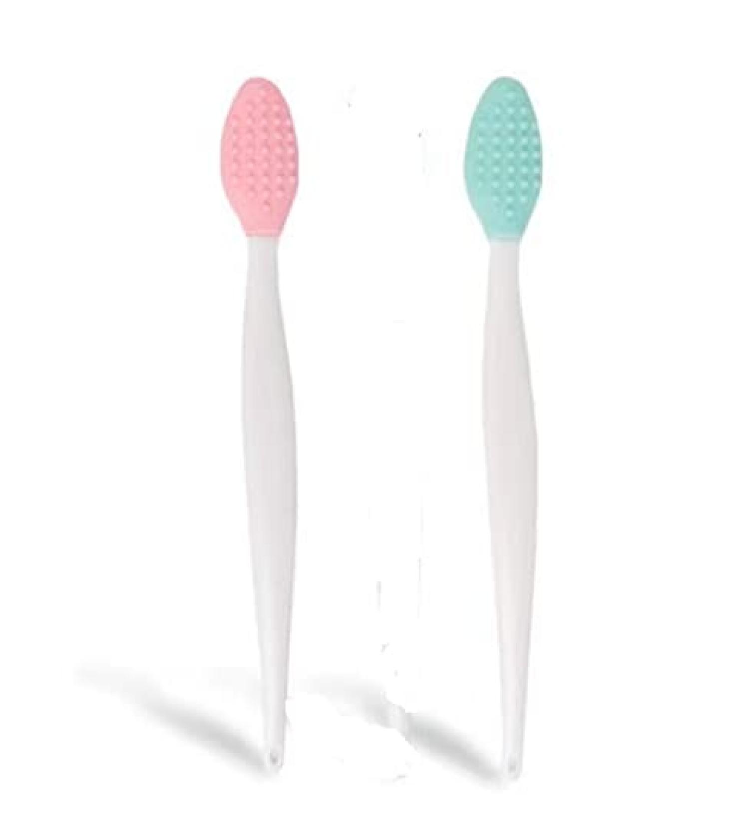 Double-Sided Soft Silicone Lip Exfoliating Brushes - Green Pink 2 Pcs - Buy Online on GoSupps.com