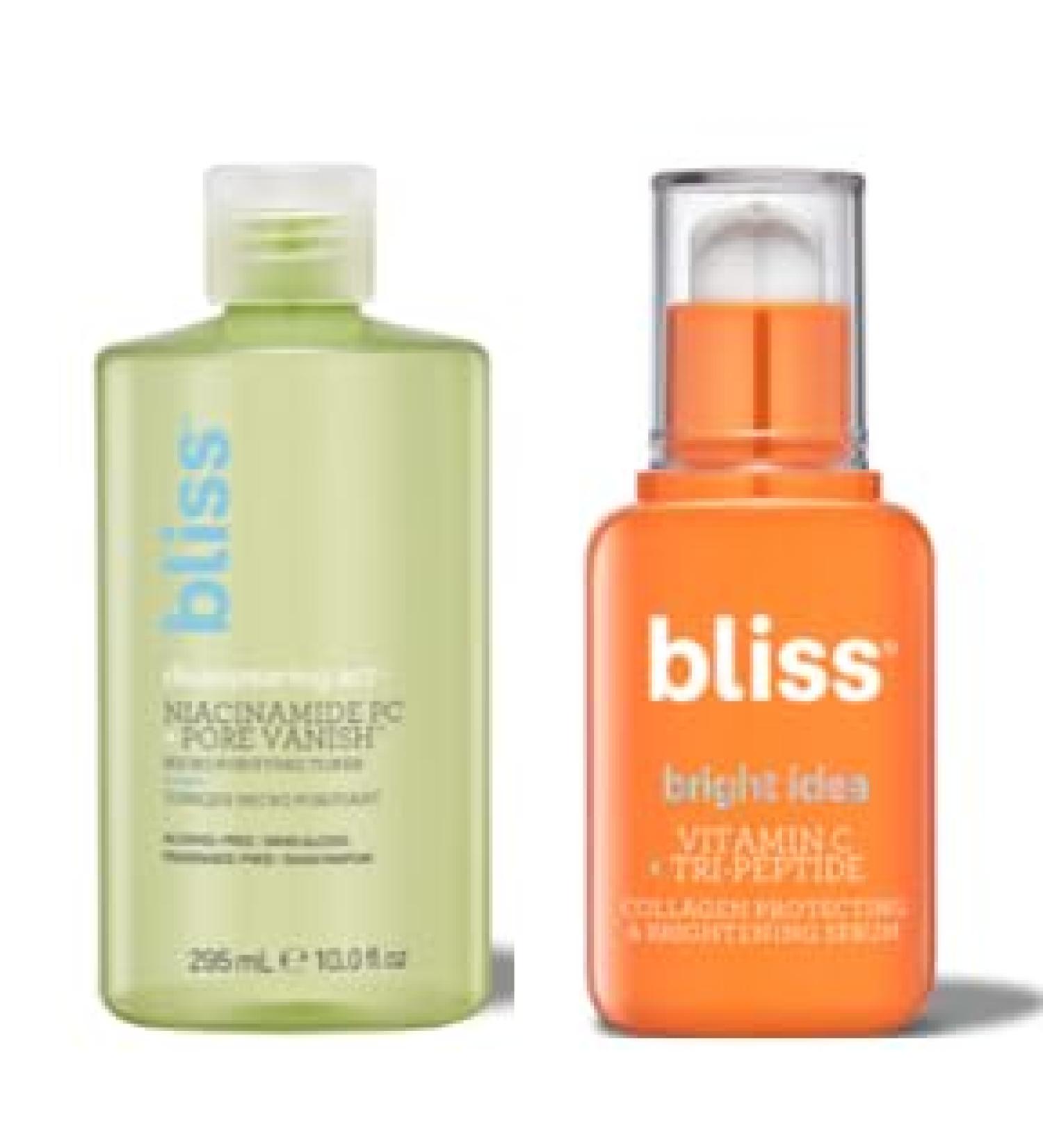 Bliss Radiance & Pore Perfecting Duo: Niacinamide Toner & Vitamin C Serum Pore Minimization Dark Spot Reduction and Skin Brightening Clean Vegan & Cruelty-Free - Buy Online on GoSupps.com
