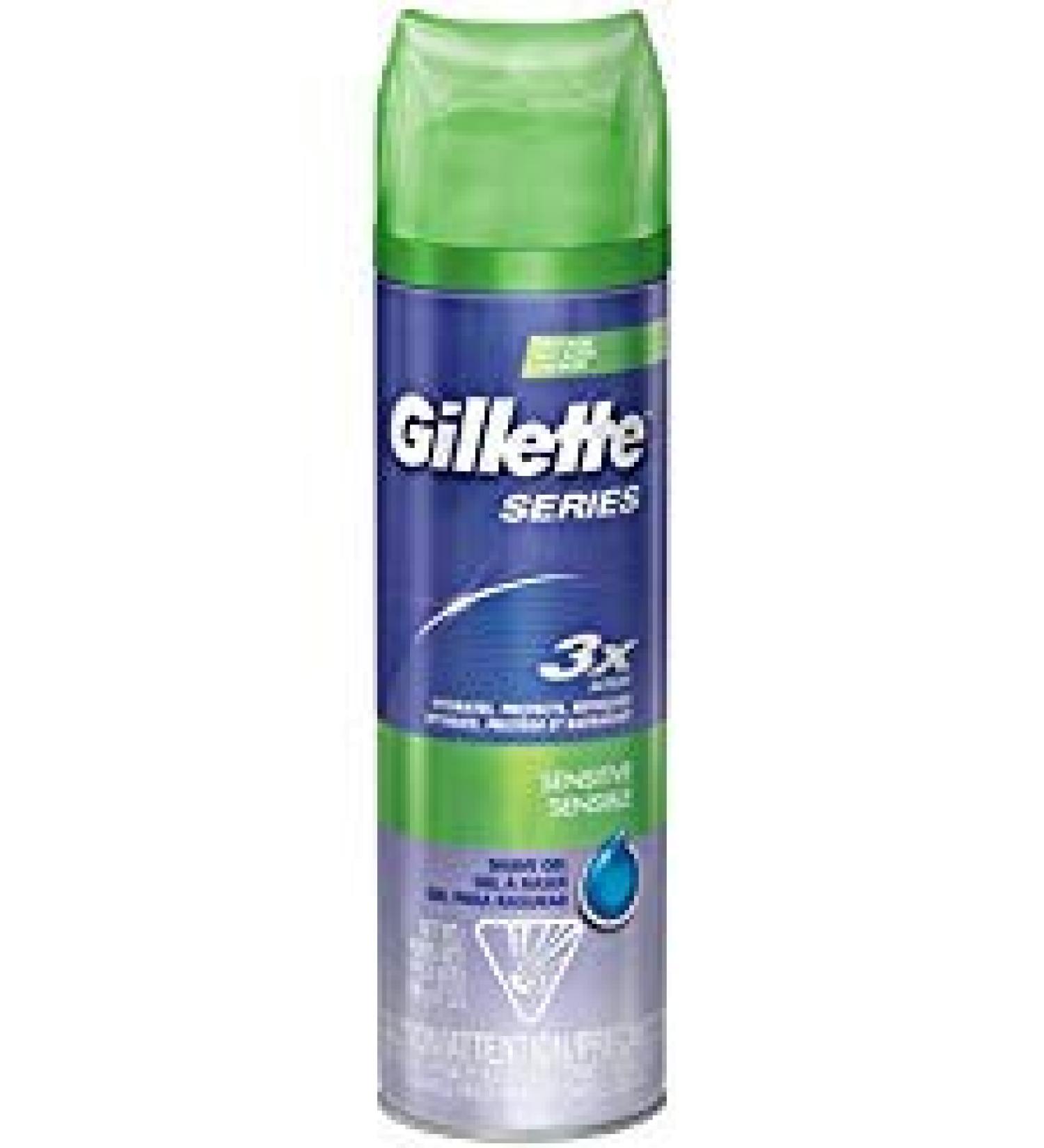 Gillette Series 3X Shave Gel Sensitive 7 Ounce (207ml) (3 Pack)
