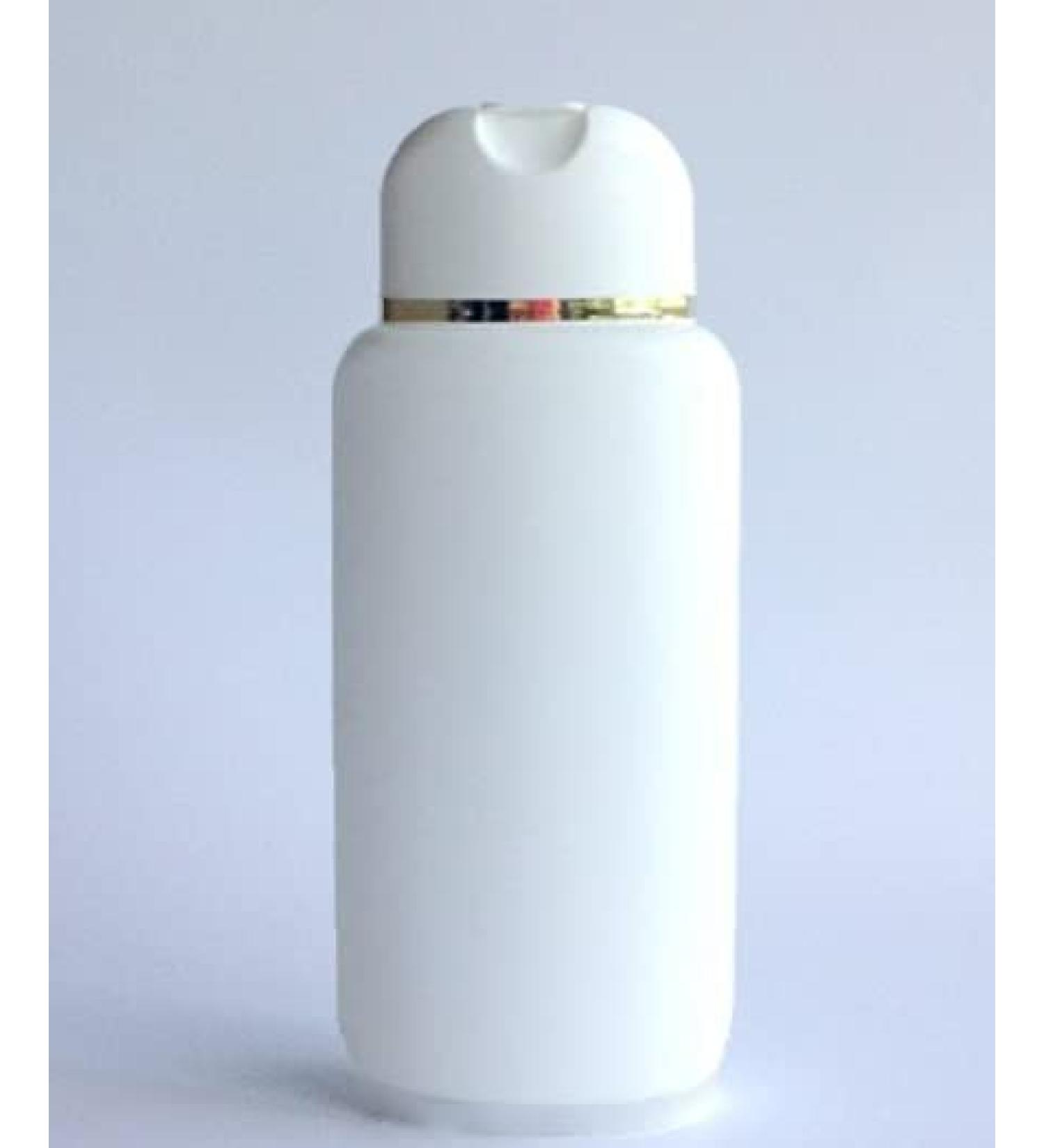 6 Oval Folding Bottles - White with Gold Rim | 200ml Kosmetex Shower Shampoo Bottles - Set of 6 - Buy Online on GoSupps.com