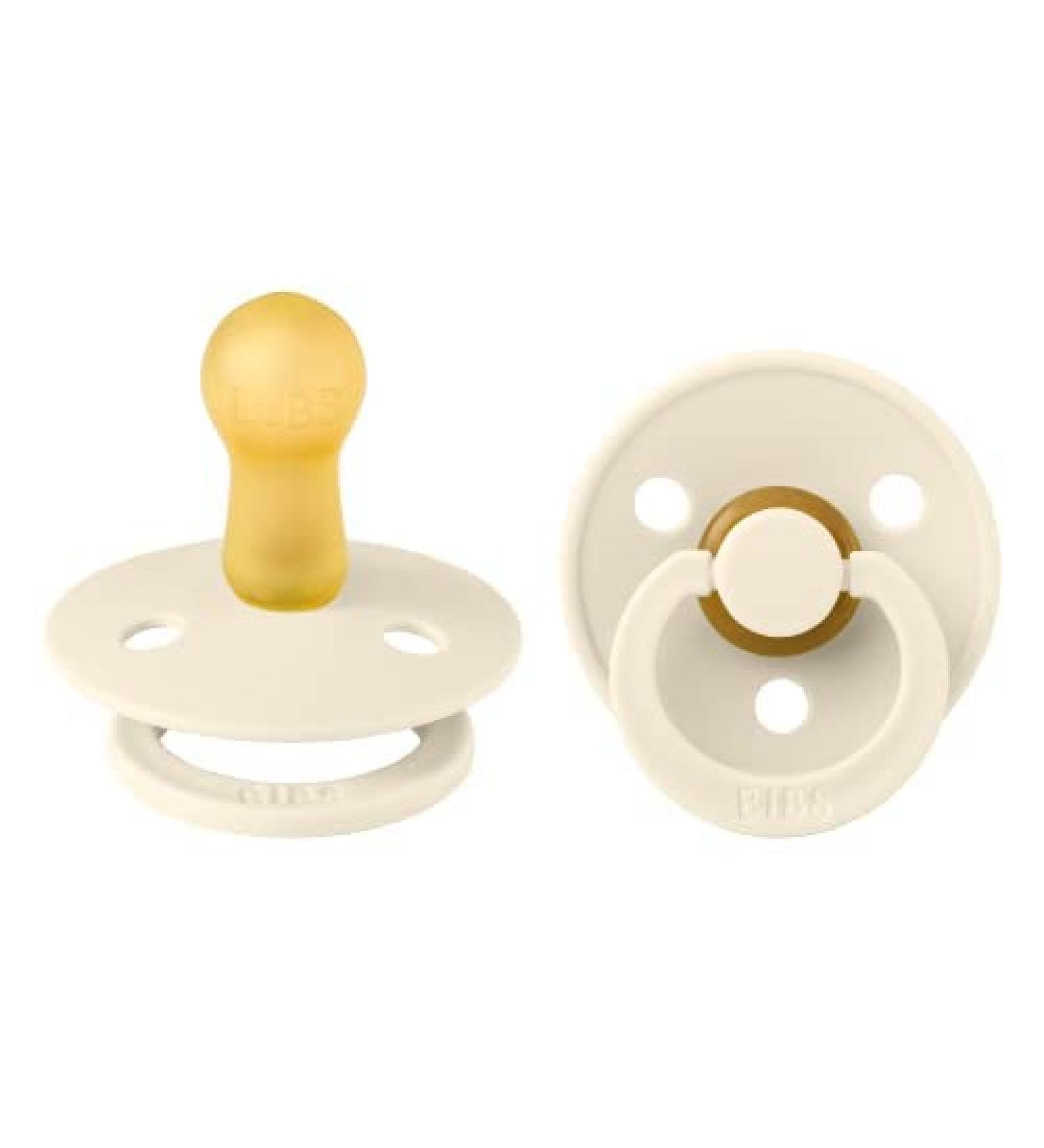 BIBS Natural Rubber Pacifiers | Set of 2 BPA-Free Soothers | Made in Denmark | Ivory | Size 6-18 Months - Buy Online on GoSupps.com