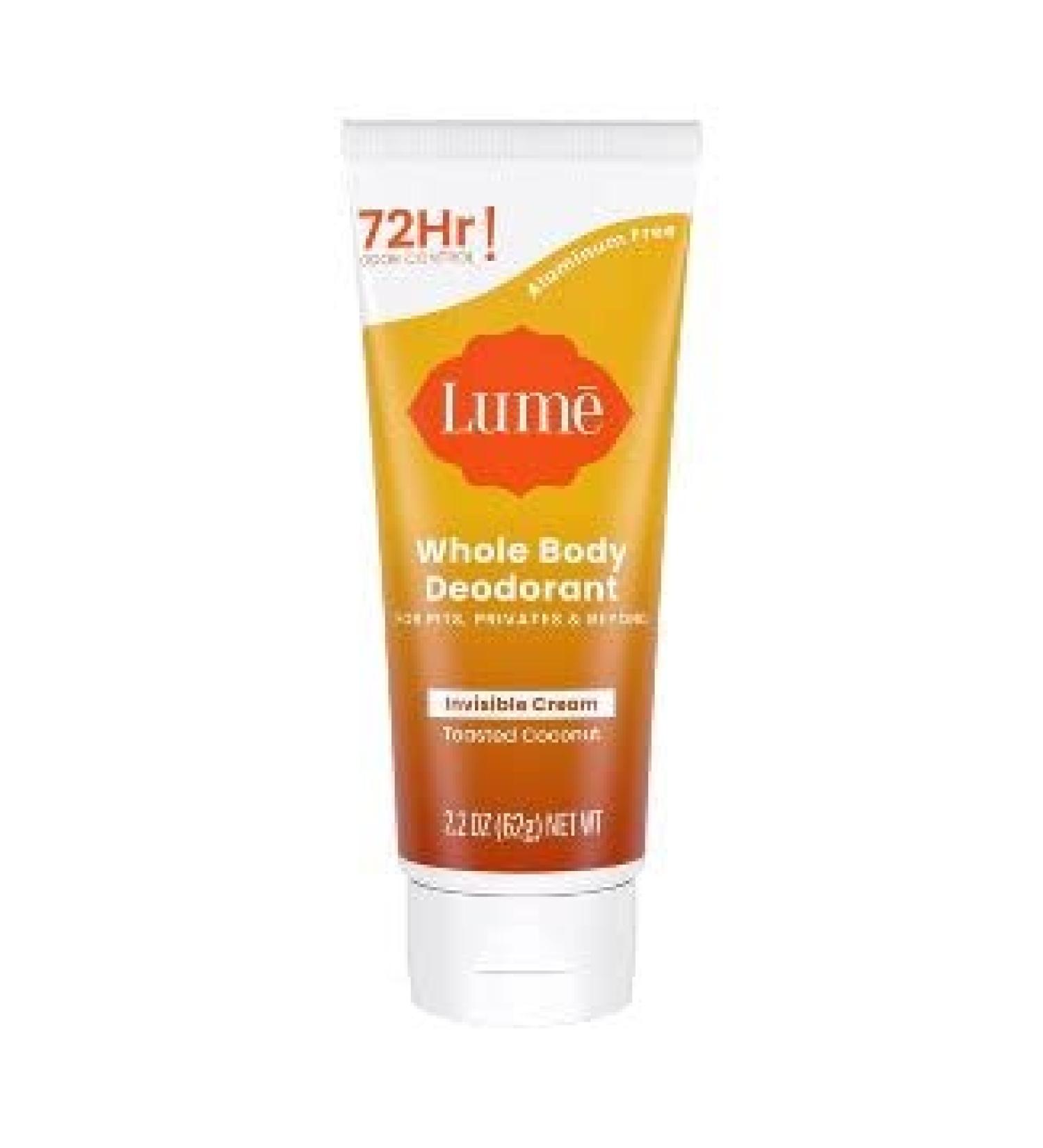 Lume Invisible Cream Deodorant - Aluminium and Baking Soda Free for Sensitive Skin - Toasted Coconut - 2.2oz - Buy Online on GoSupps.com