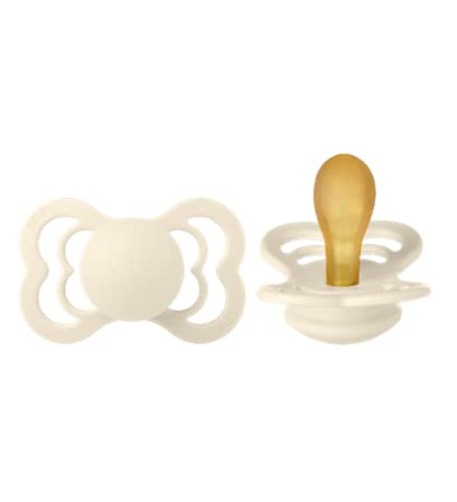 BIBS Supreme Collection Baby Pacifiers - Set of 2 Ivory, Size 6-18 Months | BPA-Free, Made in Denmark - Buy Online on GoSupps.com
