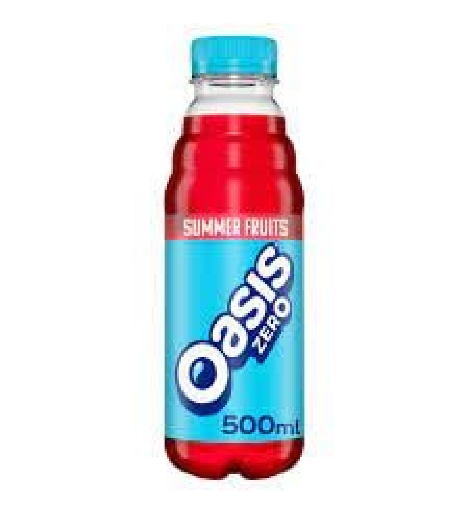 Oasis Zero Low Calorie Big Taste 24 x 500ml (24 x 500ml Summer Fruits) Summer Fruits 500 ml (Pack of 1)