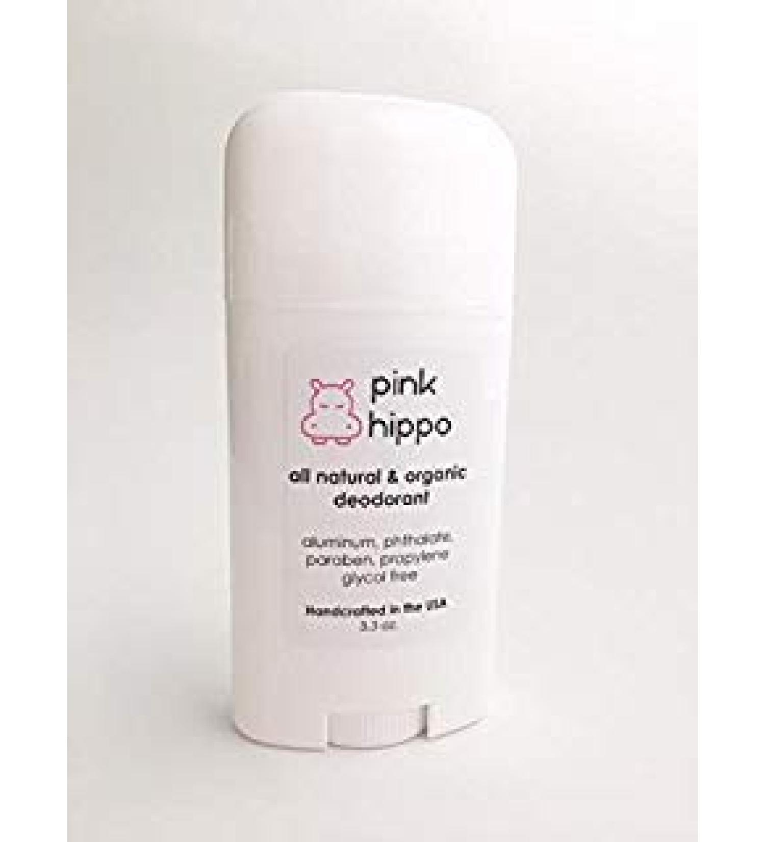 Pink Hippo All Natural Deodorant- Original Lemongrass Organic Aluminum-Free Phthalate- Free Paraben- Free 3.3oz