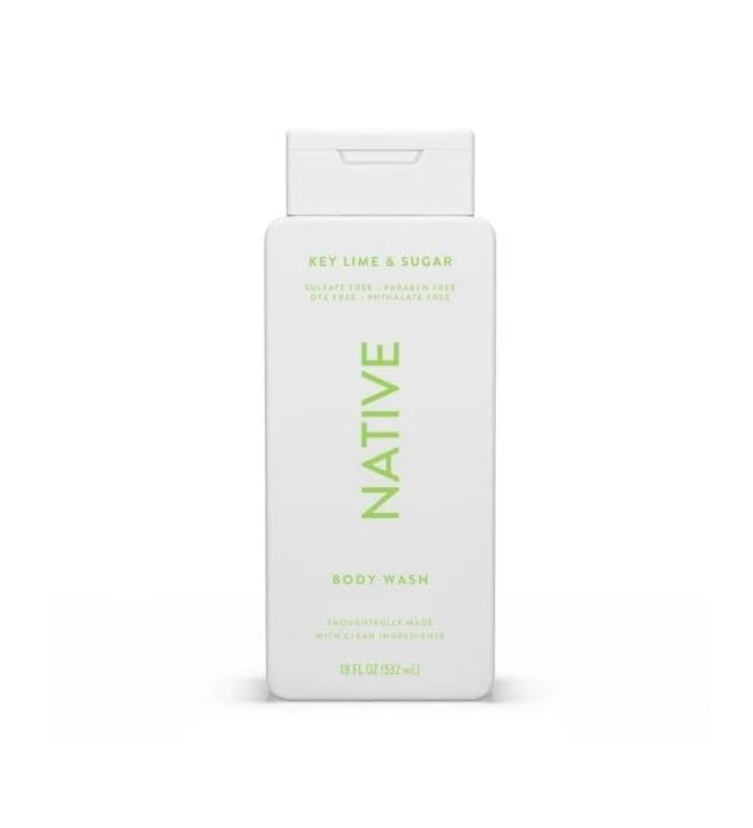 Native Body Wash - Key Lime & Sugar | Sulfate Free & Paraben Free | Unisex 18 oz - Buy Online on GoSupps.com