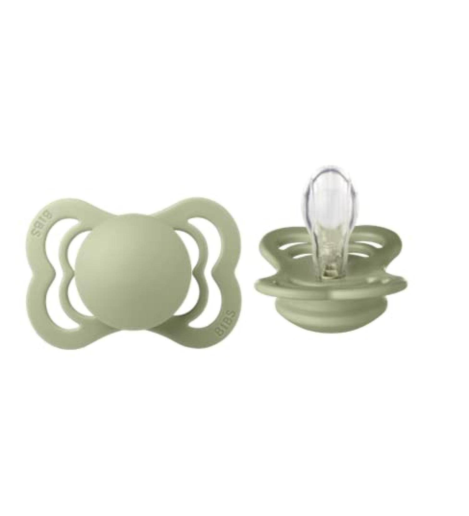 BIBS Pacifiers - Supreme Collection | BPA-Free Baby Pacifier | Set of 2 Sage Color | Made in Denmark | Size 0-6 Months - Buy Online on GoSupps.com