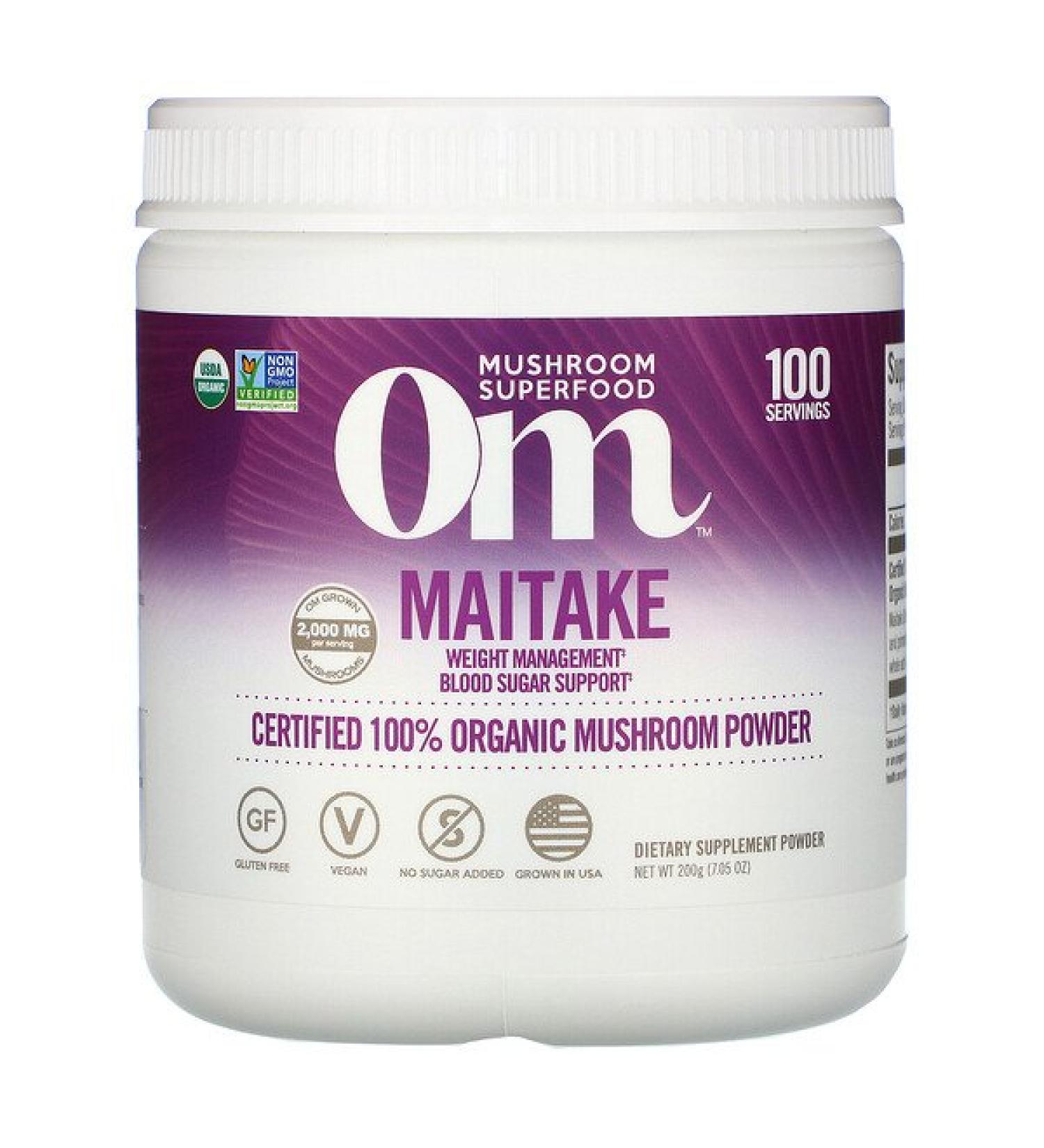 Om Mushrooms Maitake Certified 100% Organic Mushroom Powder 7.05 oz (200 g)