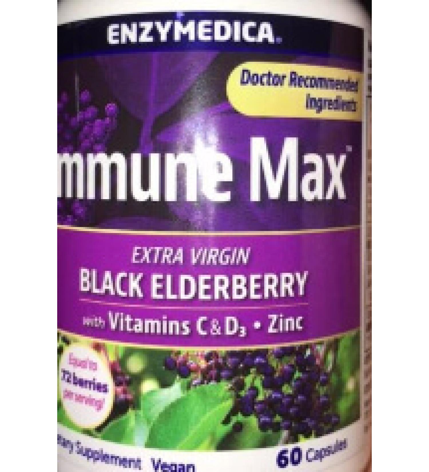 Immune Max Black Elderberry with Vitamins C & D3 Zinc 60 Capsules