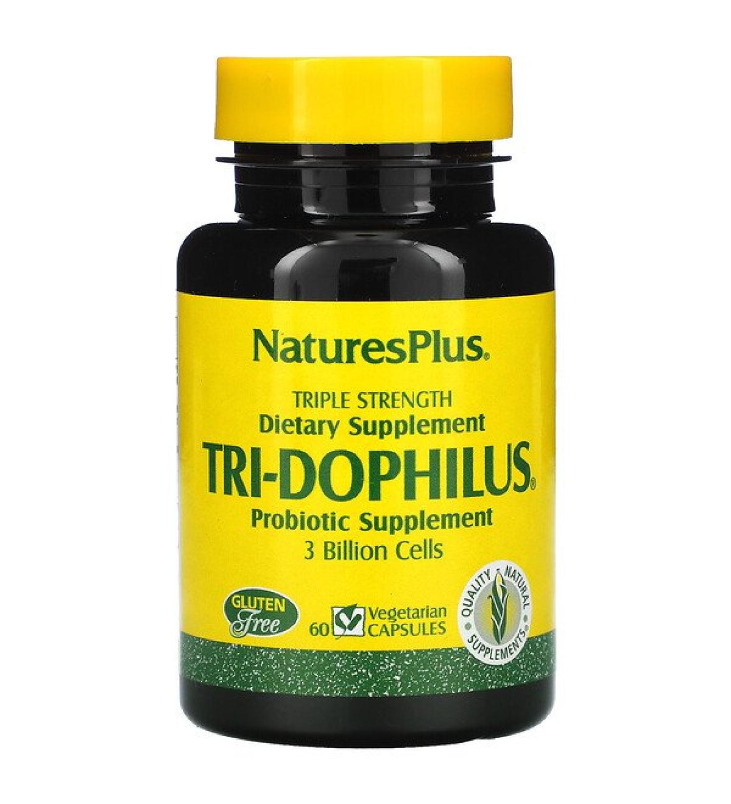 Nature's Plus Tri-Dophilus Probiotic Supplement Triple Strength 3 Billion 60 Vegetarian Capsules
