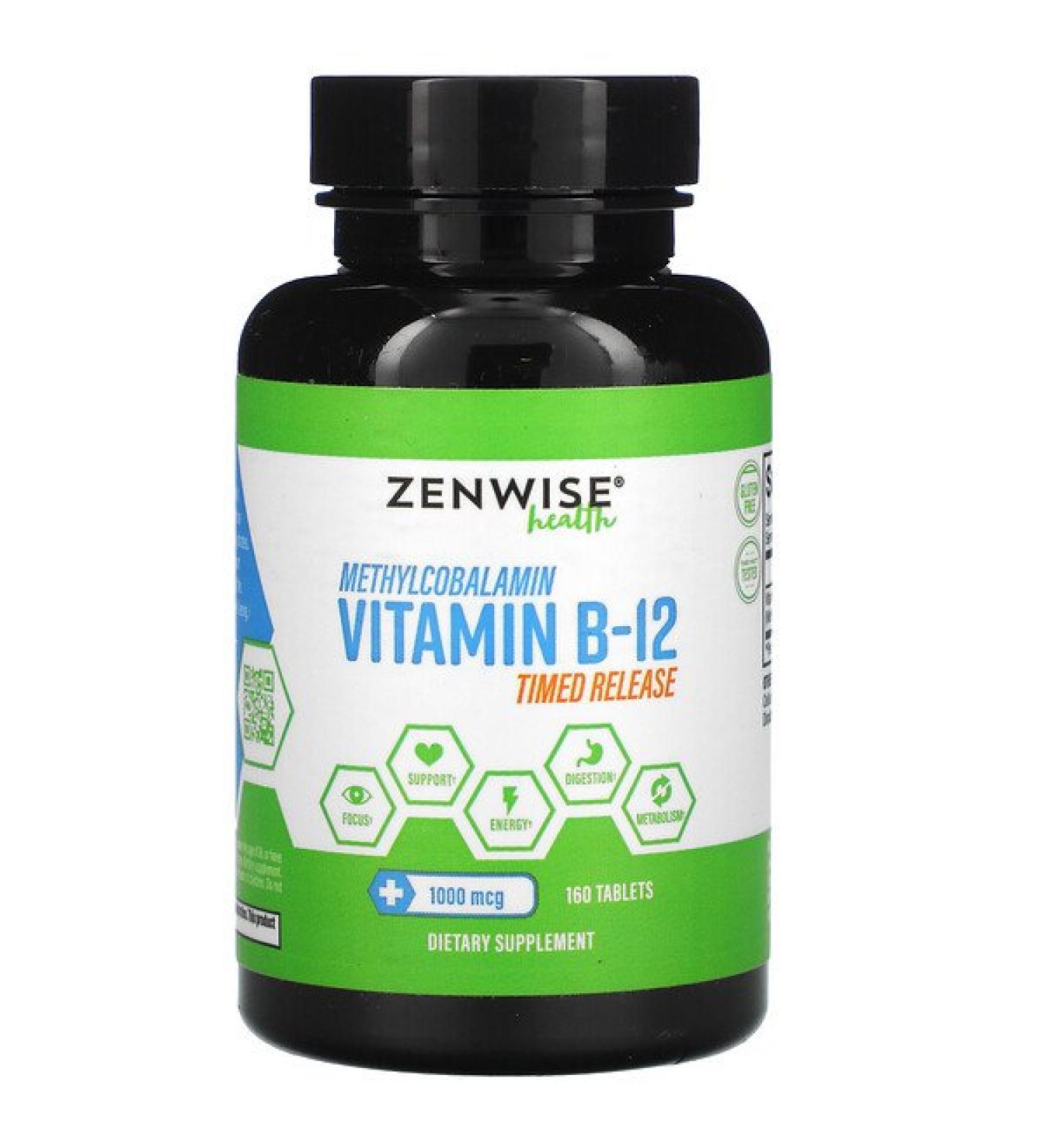 Zenwise Health Methylcobalamin Vitamin B-12 Timed Release 1000 mcg 160 Tablets